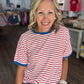 Retro Stripe Tee- Red & White