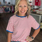 Retro Stripe Tee- Red & White