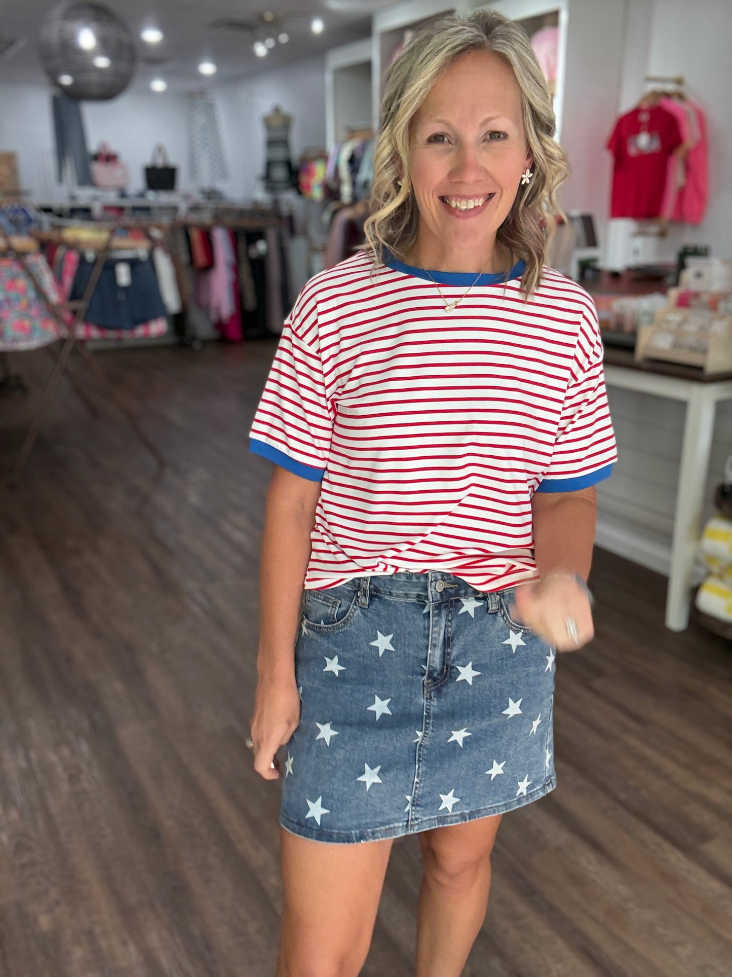 Retro Stripe Tee- Red & White
