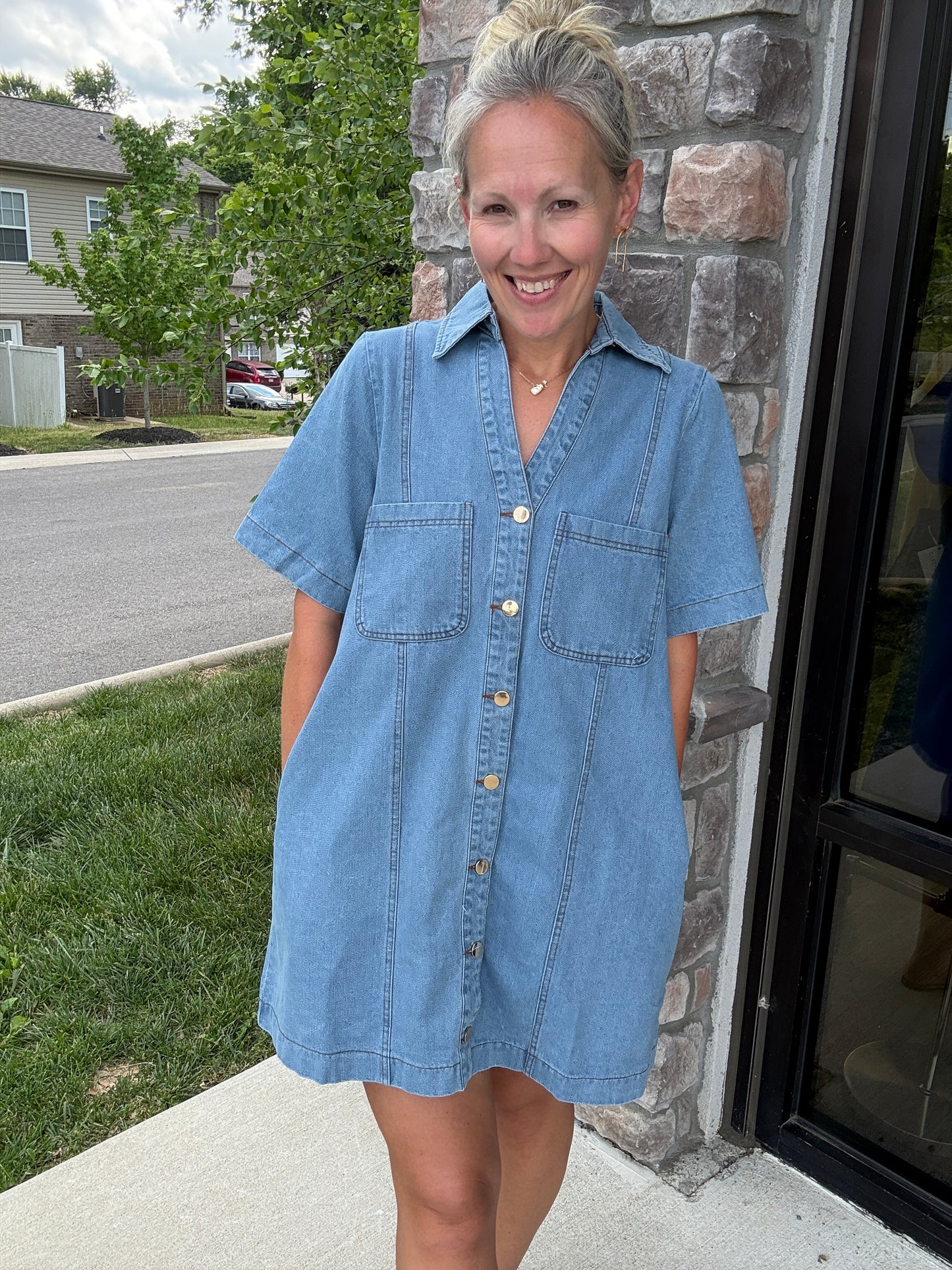 Sweet Stitch Denim Dress