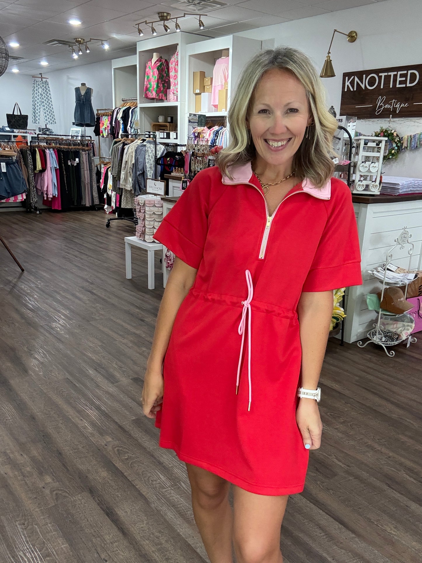Courtside Cutie Dress- Red/Pink