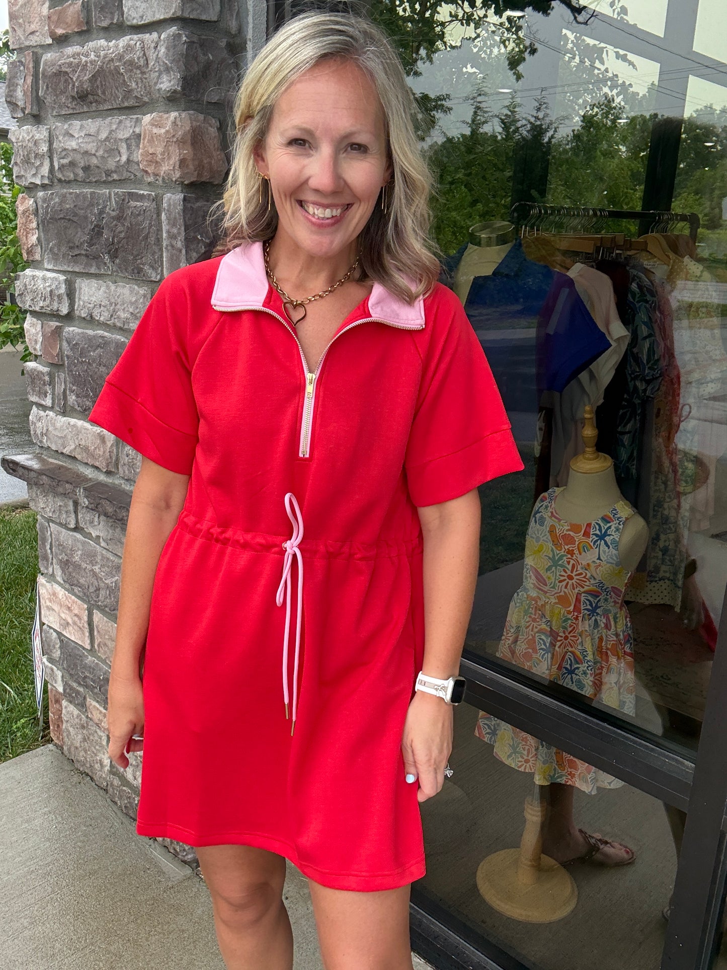 Courtside Cutie Dress- Red/Pink