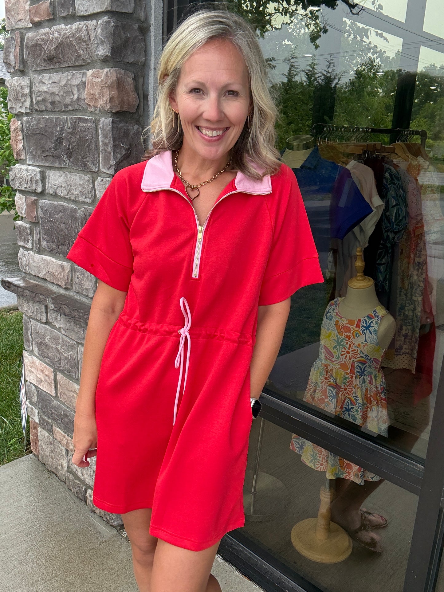 Courtside Cutie Dress- Red/Pink