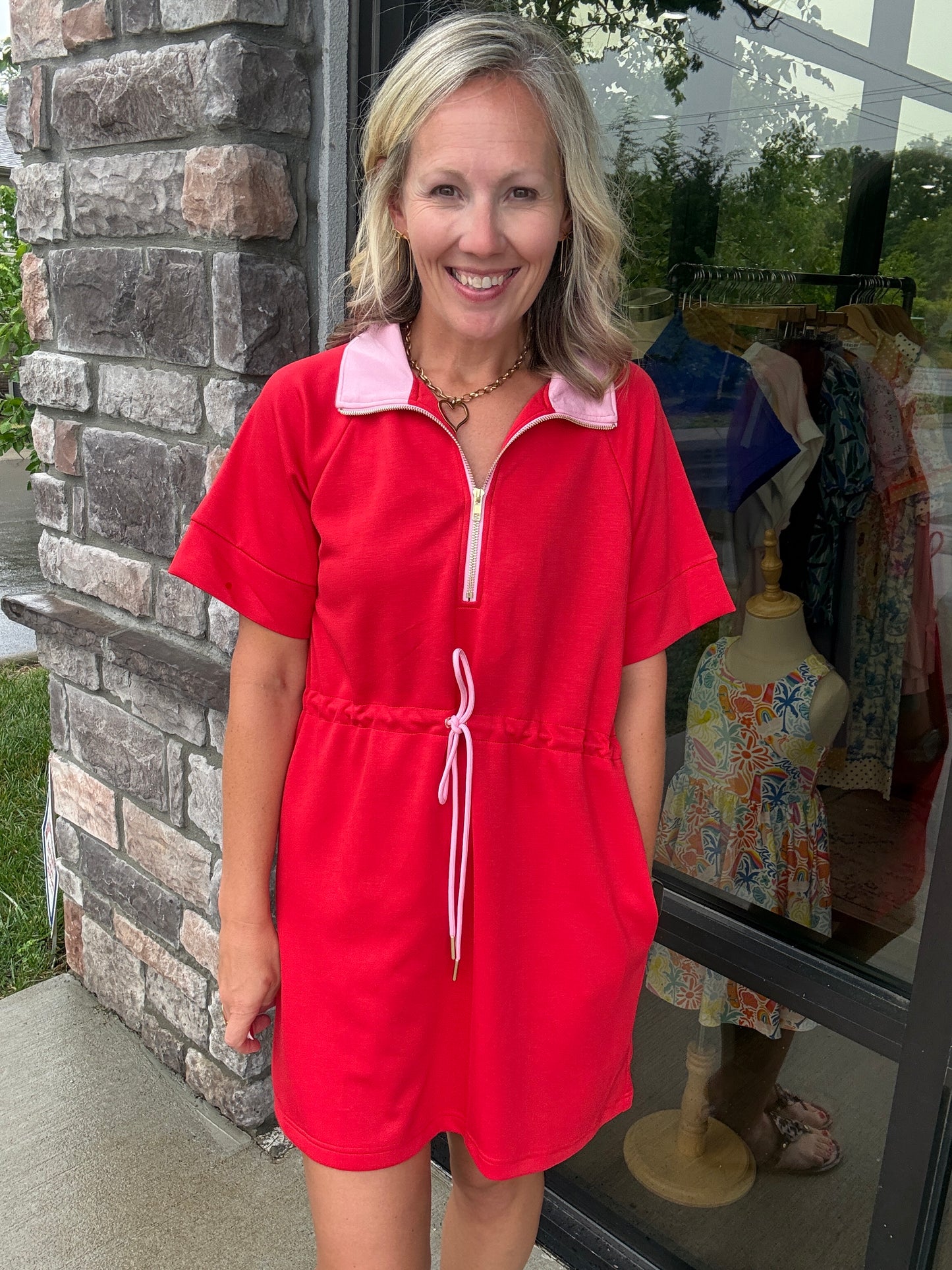 Courtside Cutie Dress- Red/Pink