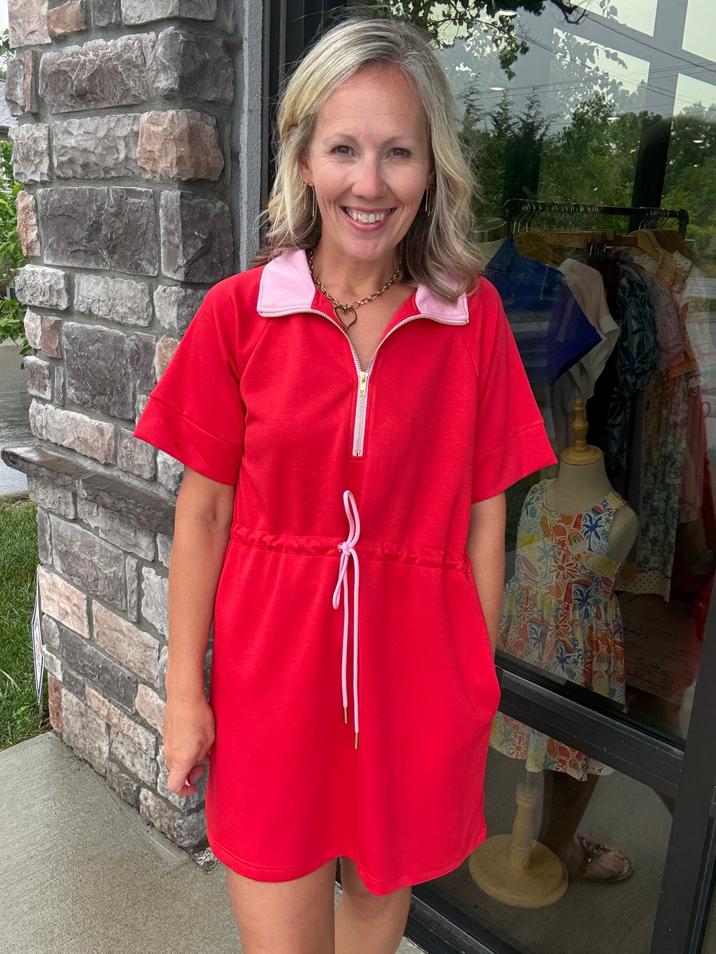 Courtside Cutie Dress- Red/Pink