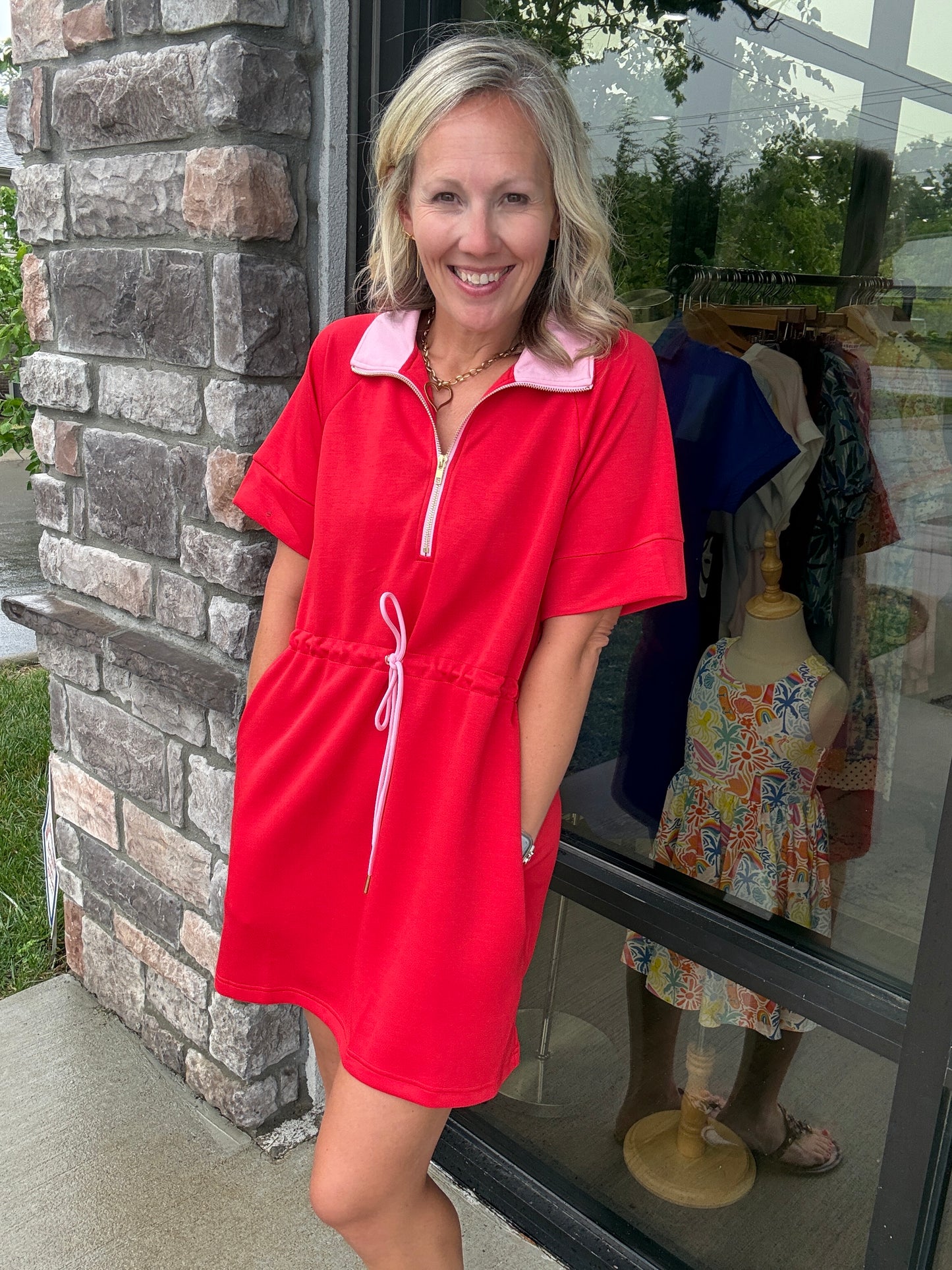 Courtside Cutie Dress- Red/Pink