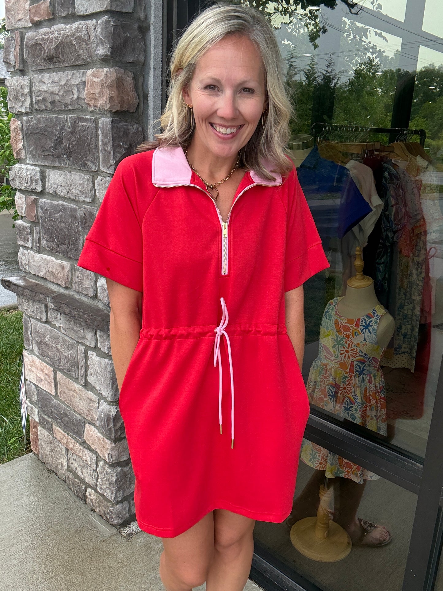 Courtside Cutie Dress- Red/Pink