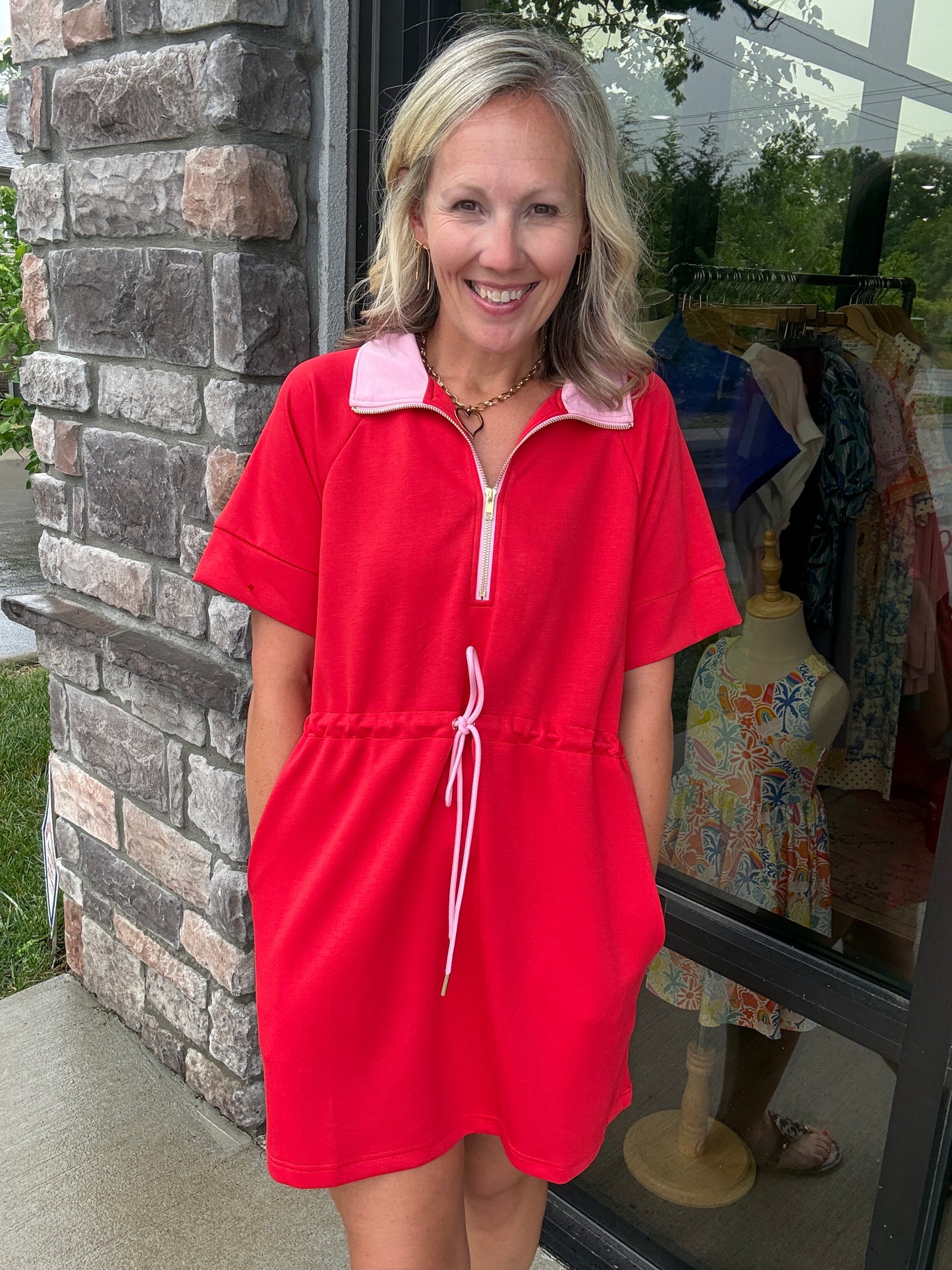 Courtside Cutie Dress- Red/Pink