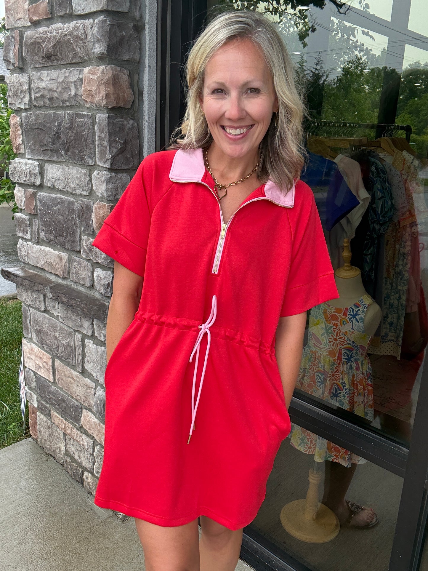 Courtside Cutie Dress- Red/Pink