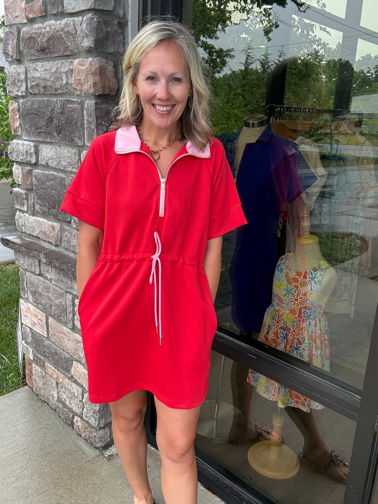 Courtside Cutie Dress- Red/Pink