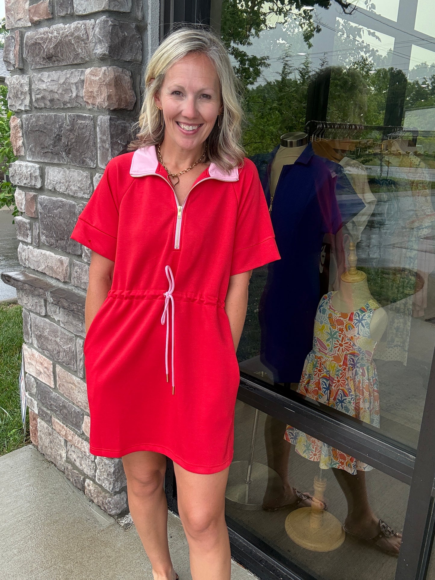 Courtside Cutie Dress- Red/Pink