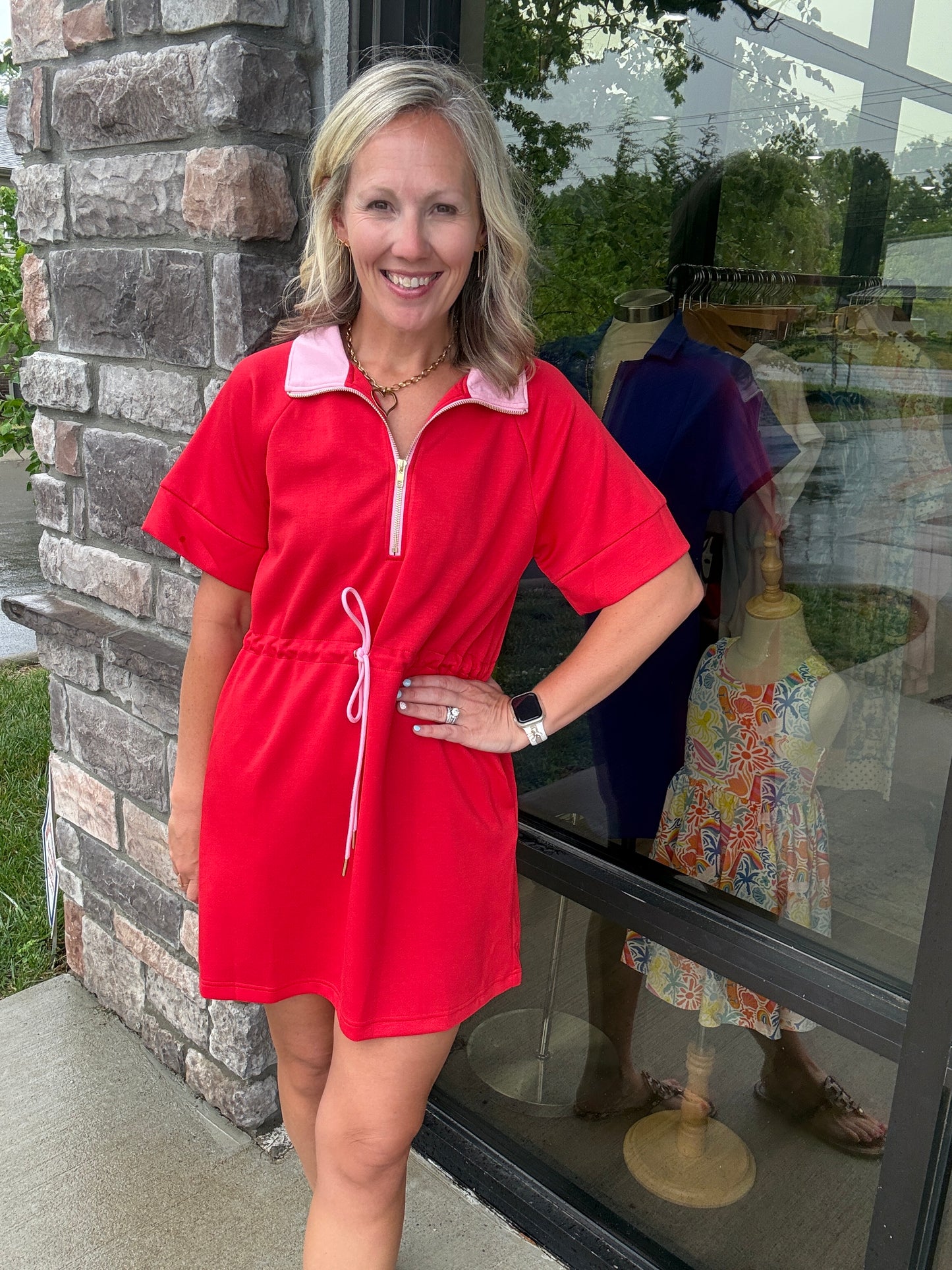 Courtside Cutie Dress- Red/Pink