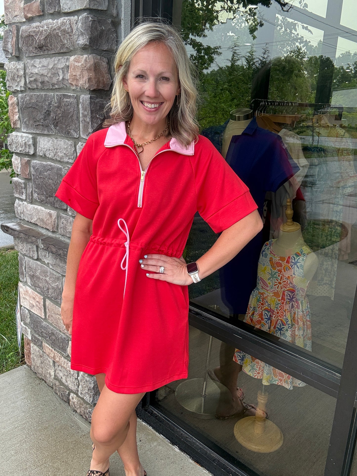 Courtside Cutie Dress- Red/Pink