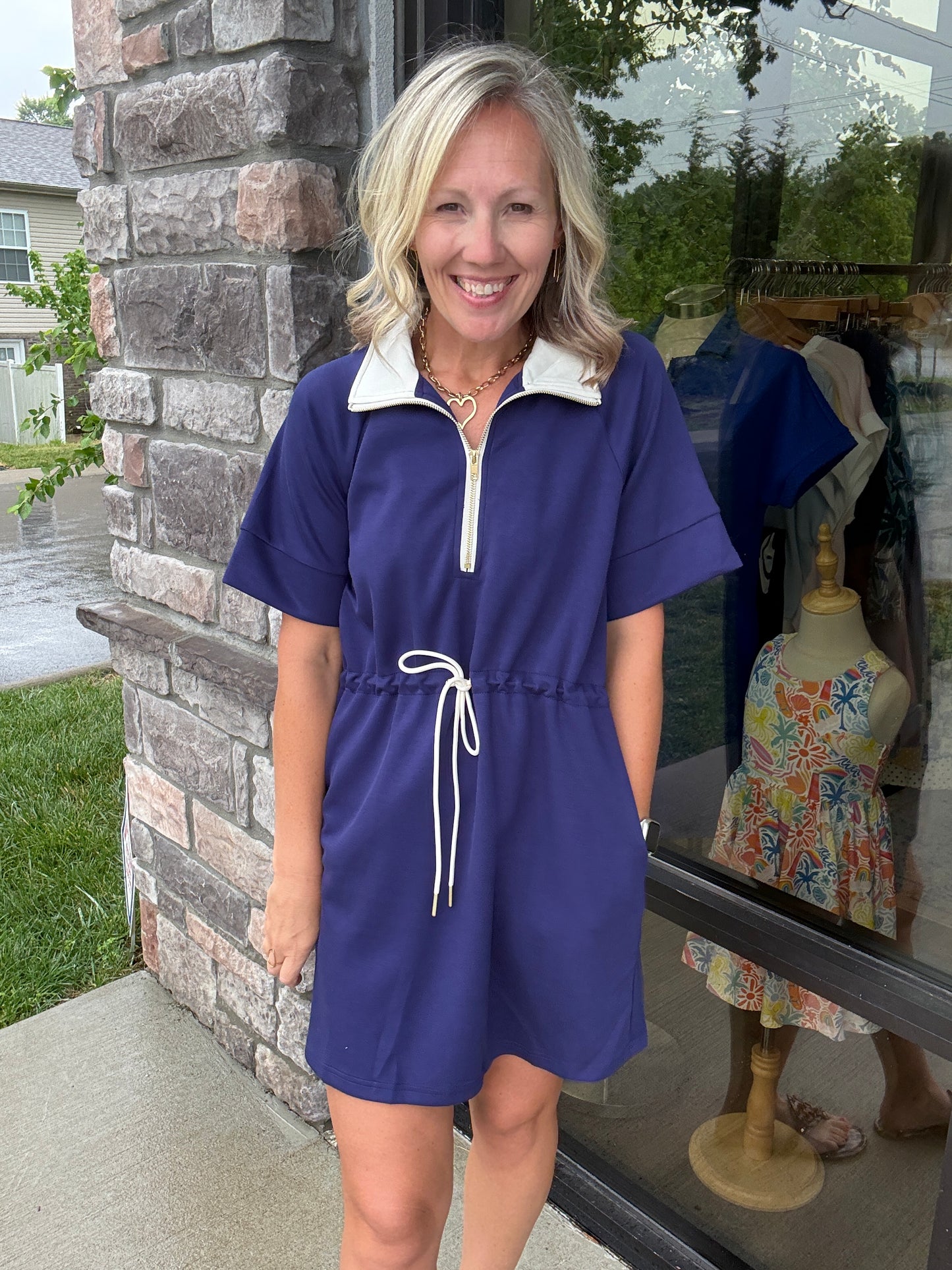 Courtside Cutie Dress- Navy