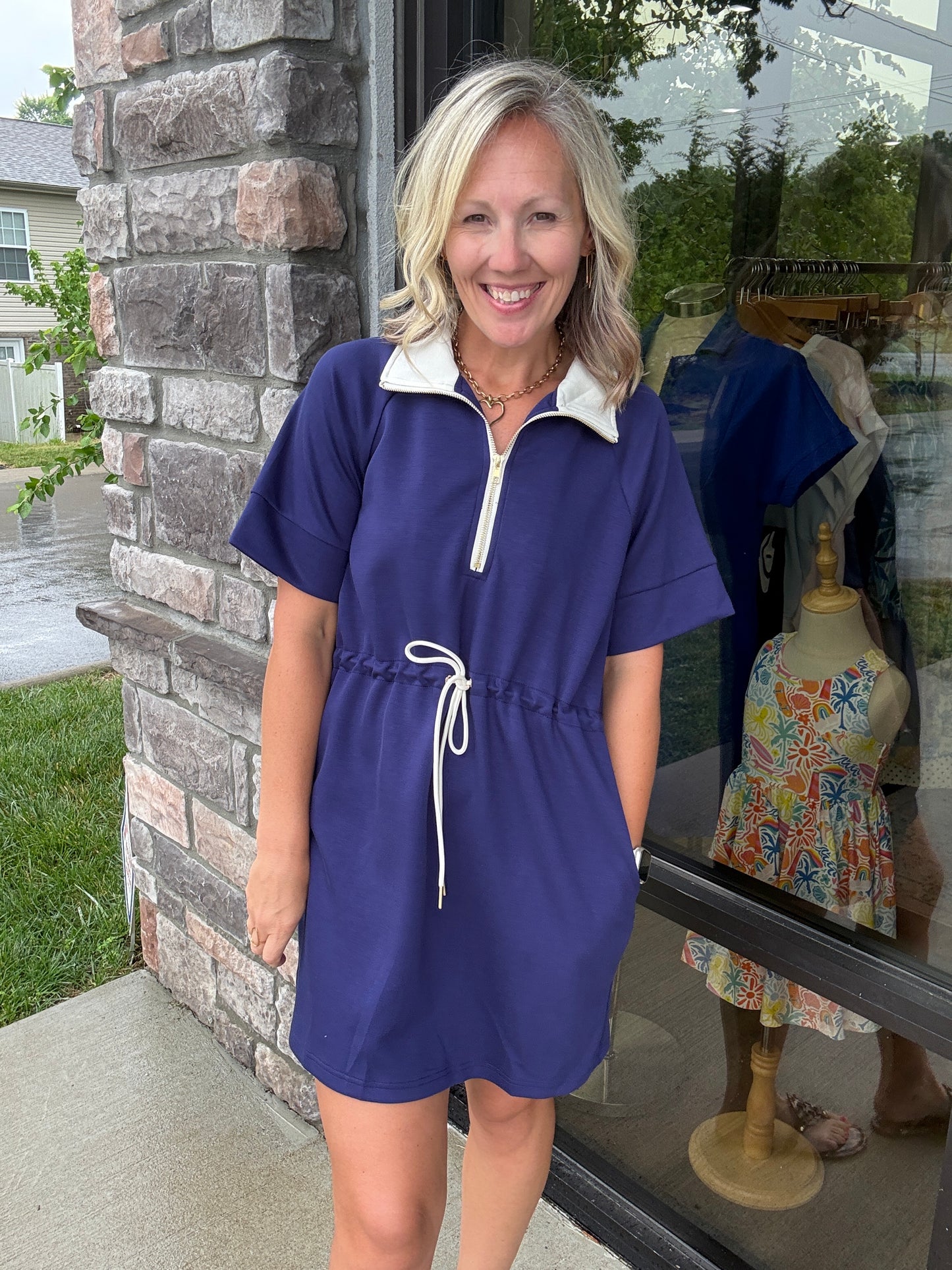 Courtside Cutie Dress- Navy
