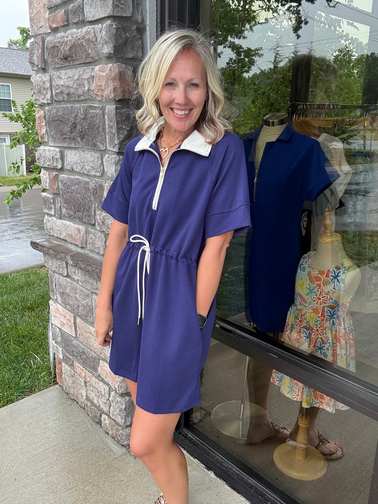 Courtside Cutie Dress- Navy