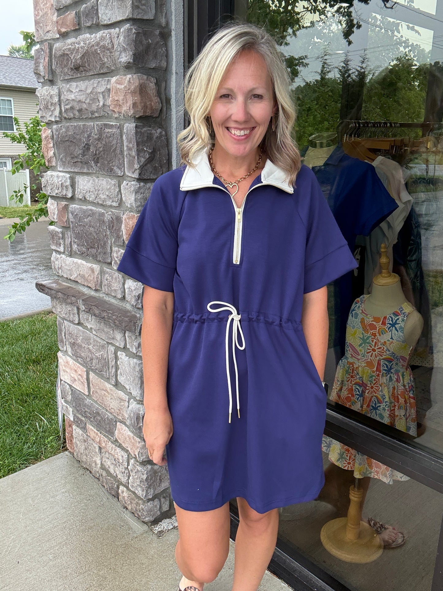 Courtside Cutie Dress- Navy