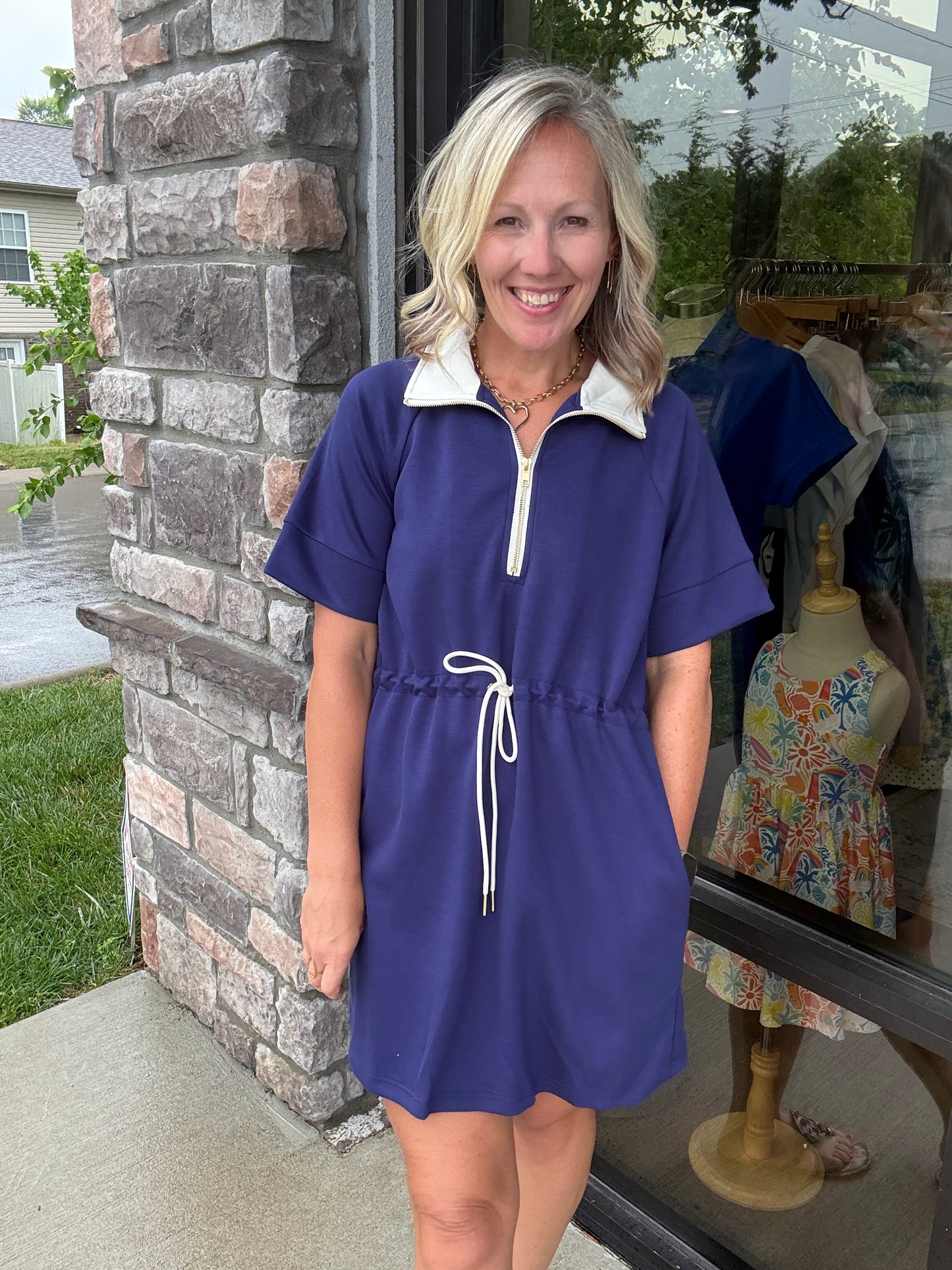 Courtside Cutie Dress- Navy