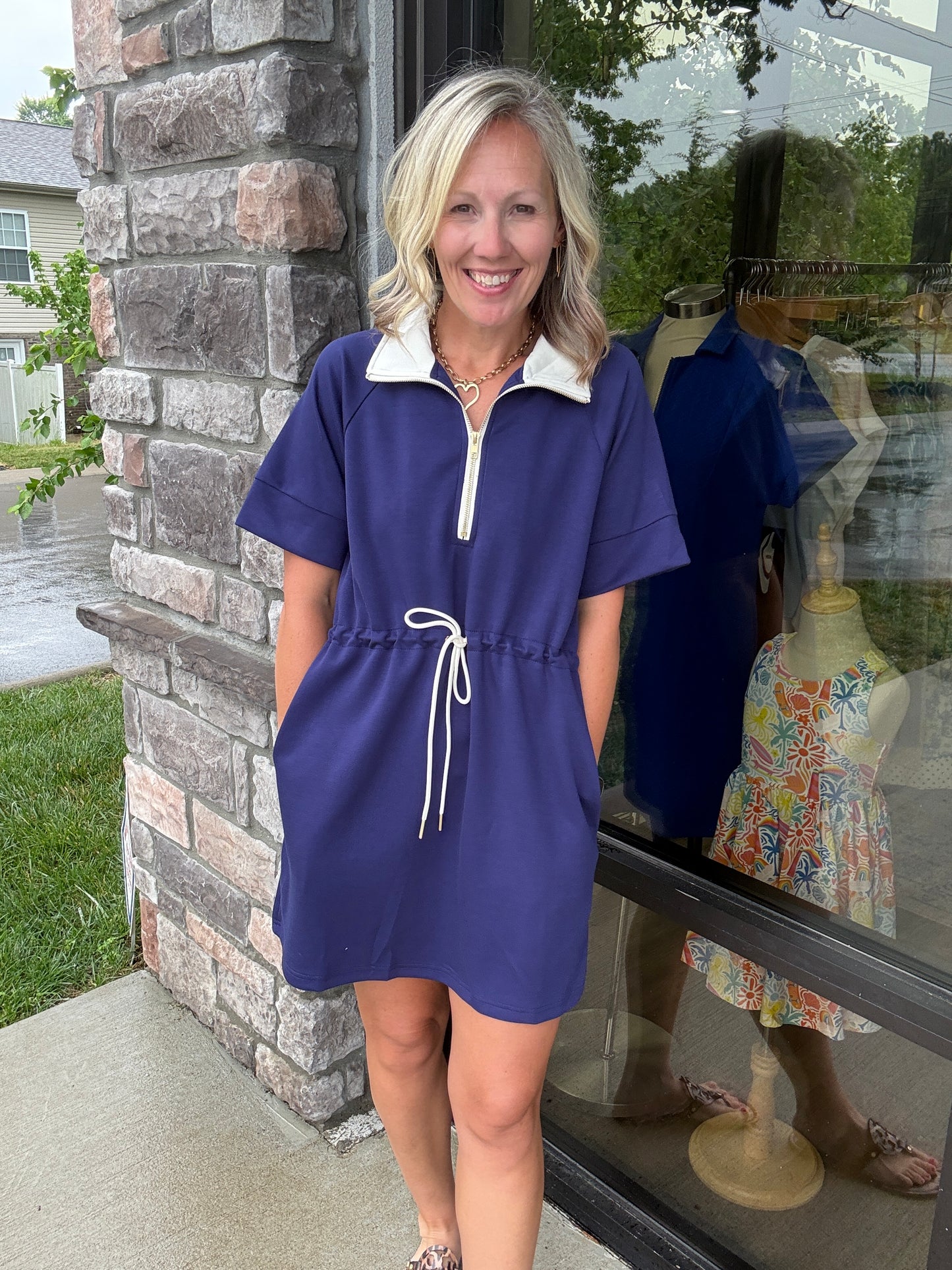 Courtside Cutie Dress- Navy