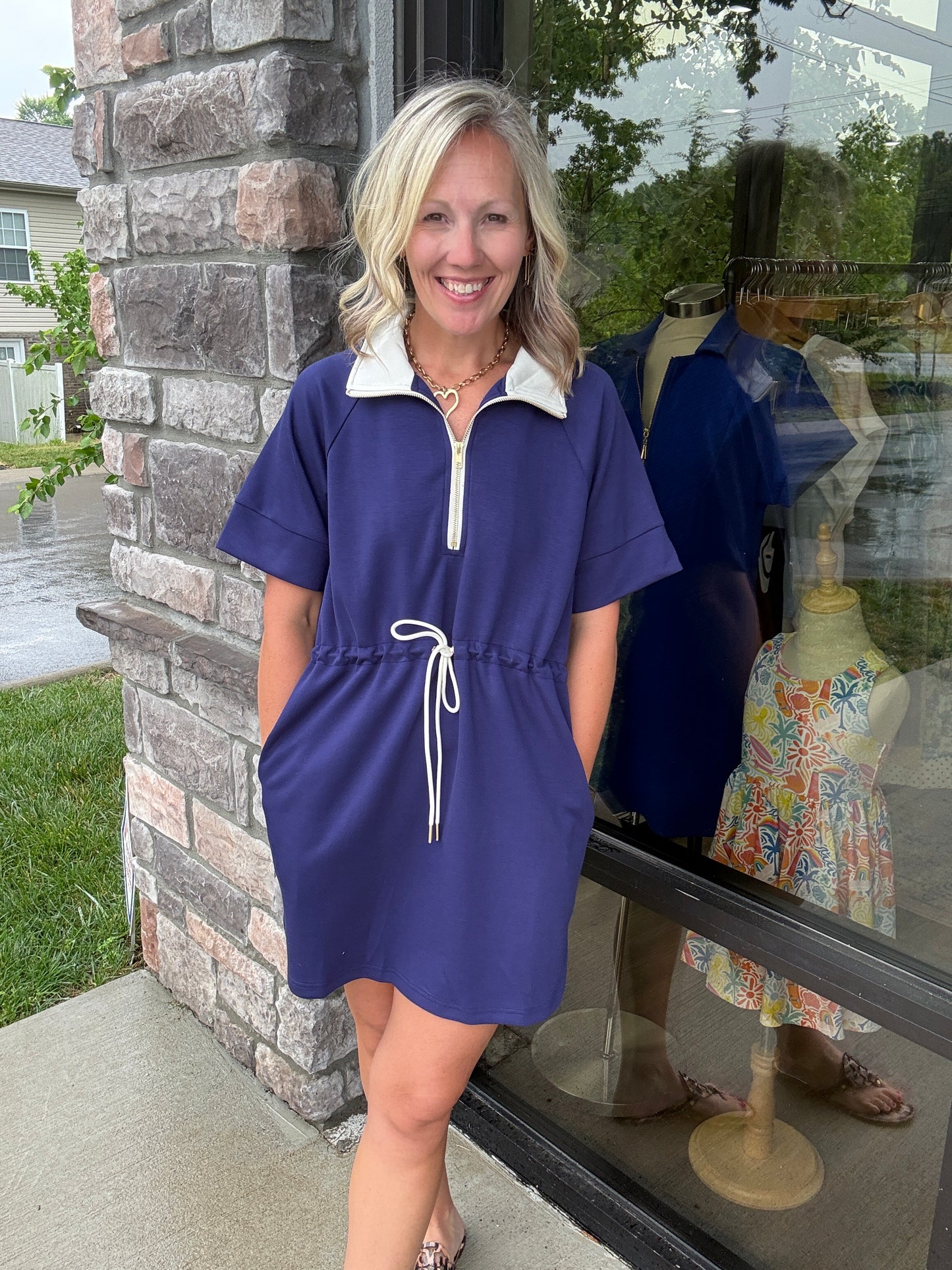 Courtside Cutie Dress- Navy