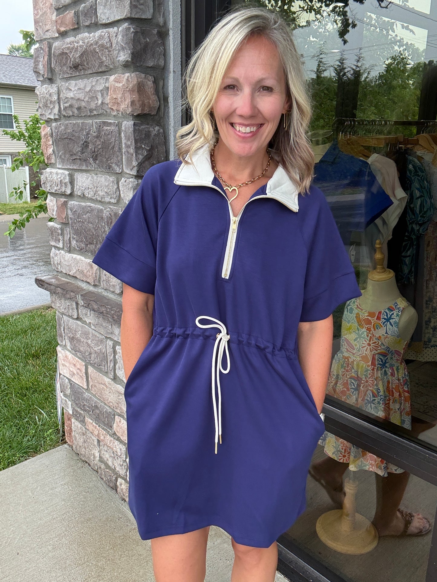 Courtside Cutie Dress- Navy