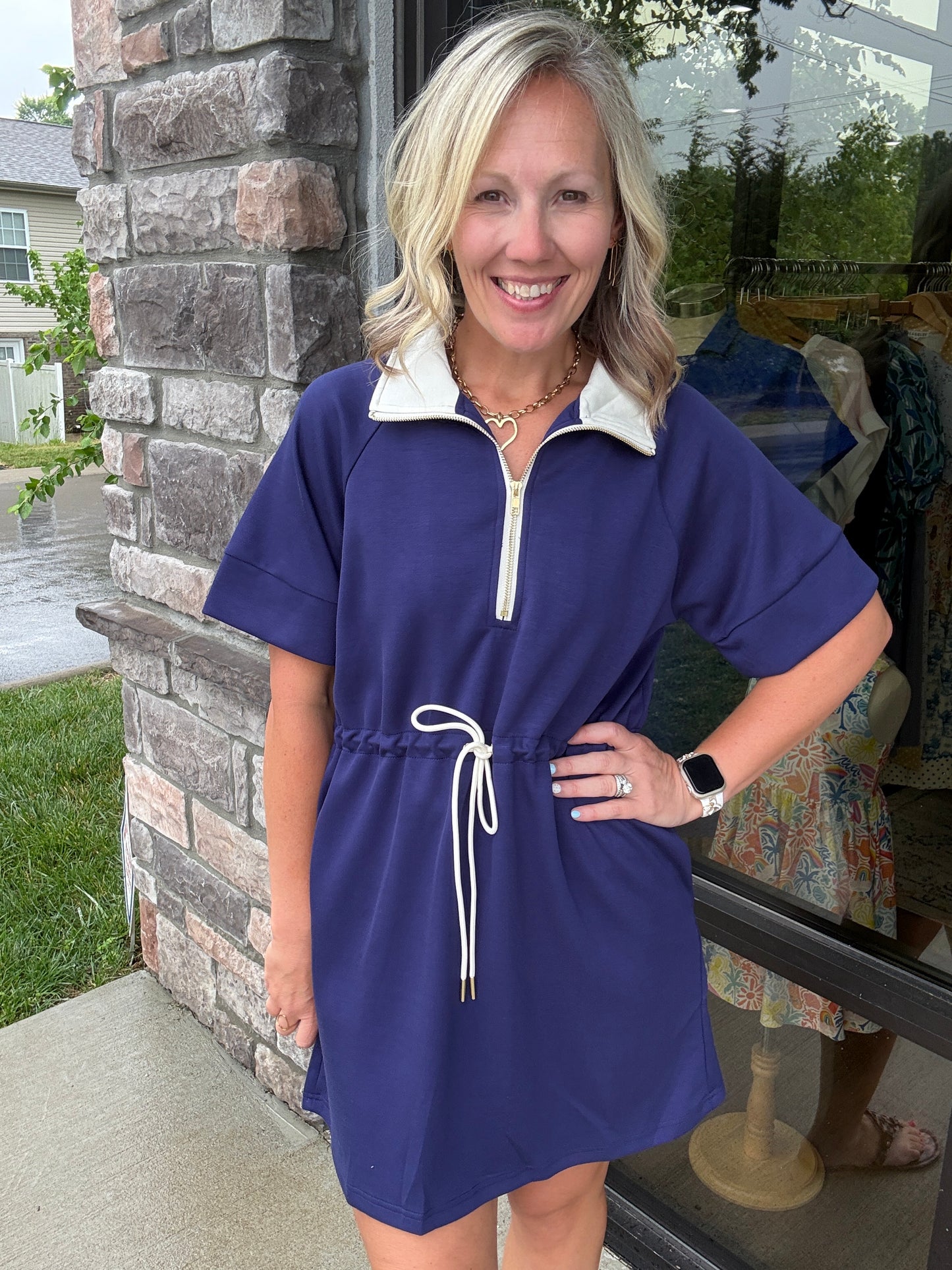 Courtside Cutie Dress- Navy
