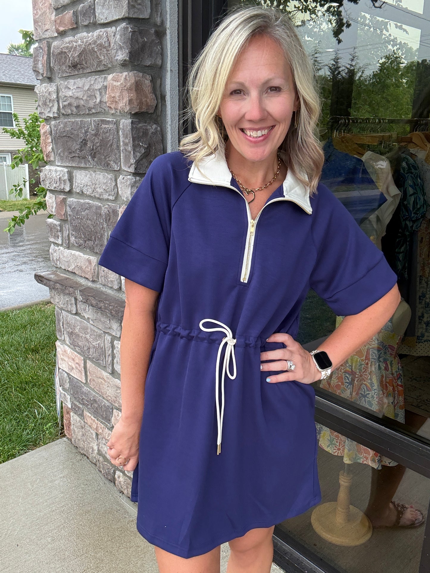 Courtside Cutie Dress- Navy