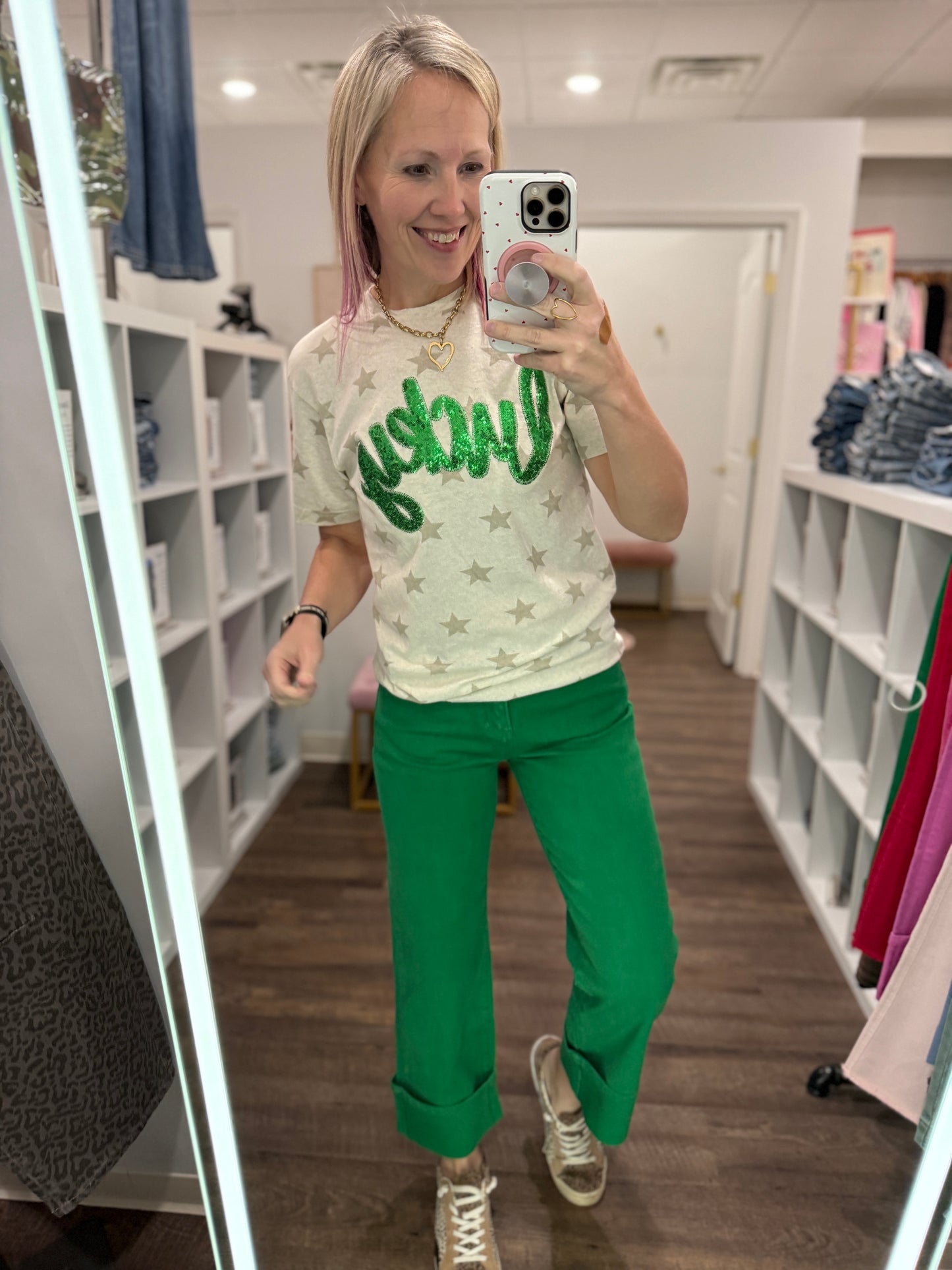 Kelly Green Pop Jeans