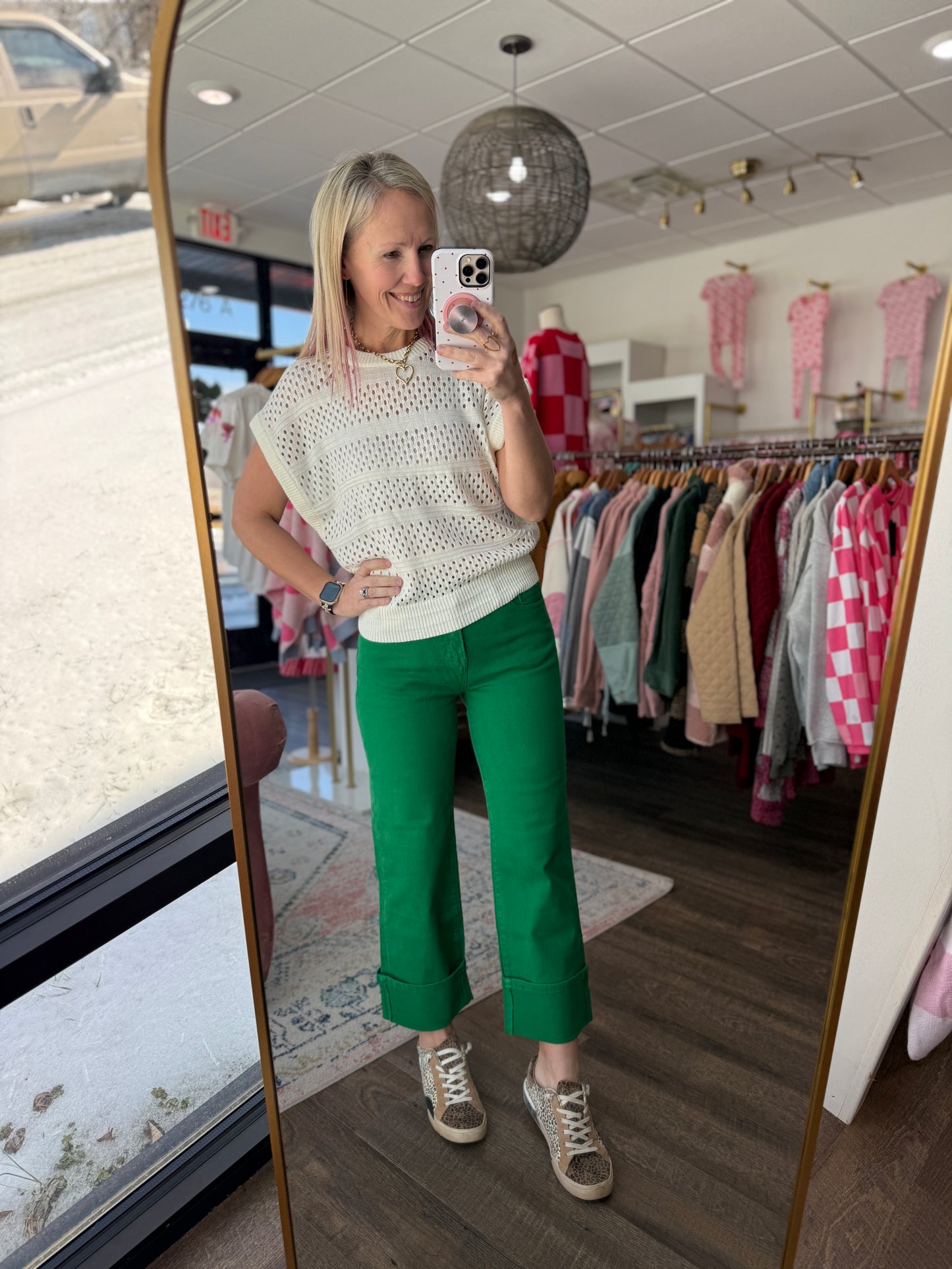 Kelly Green Pop Jeans