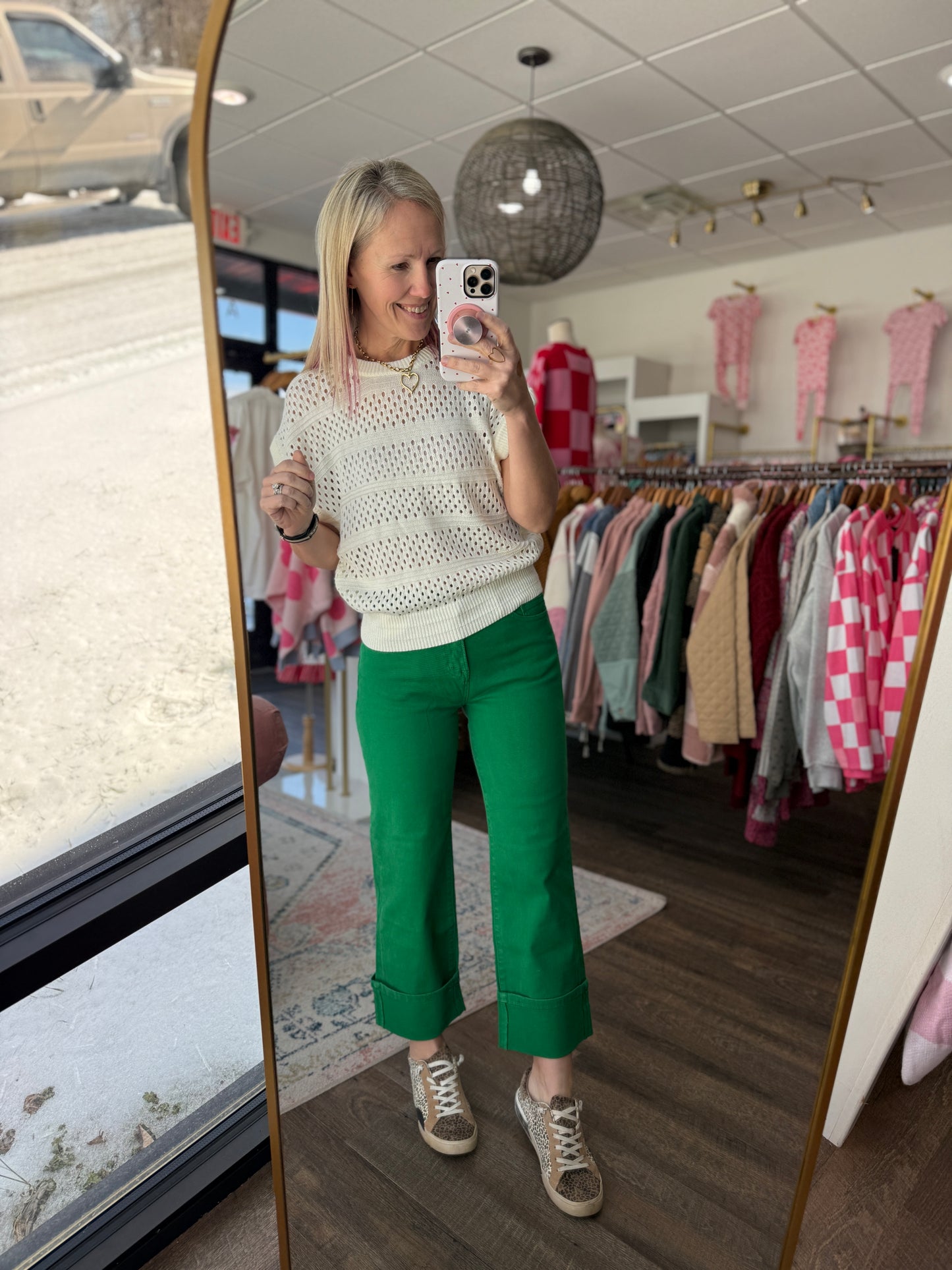 Kelly Green Pop Jeans