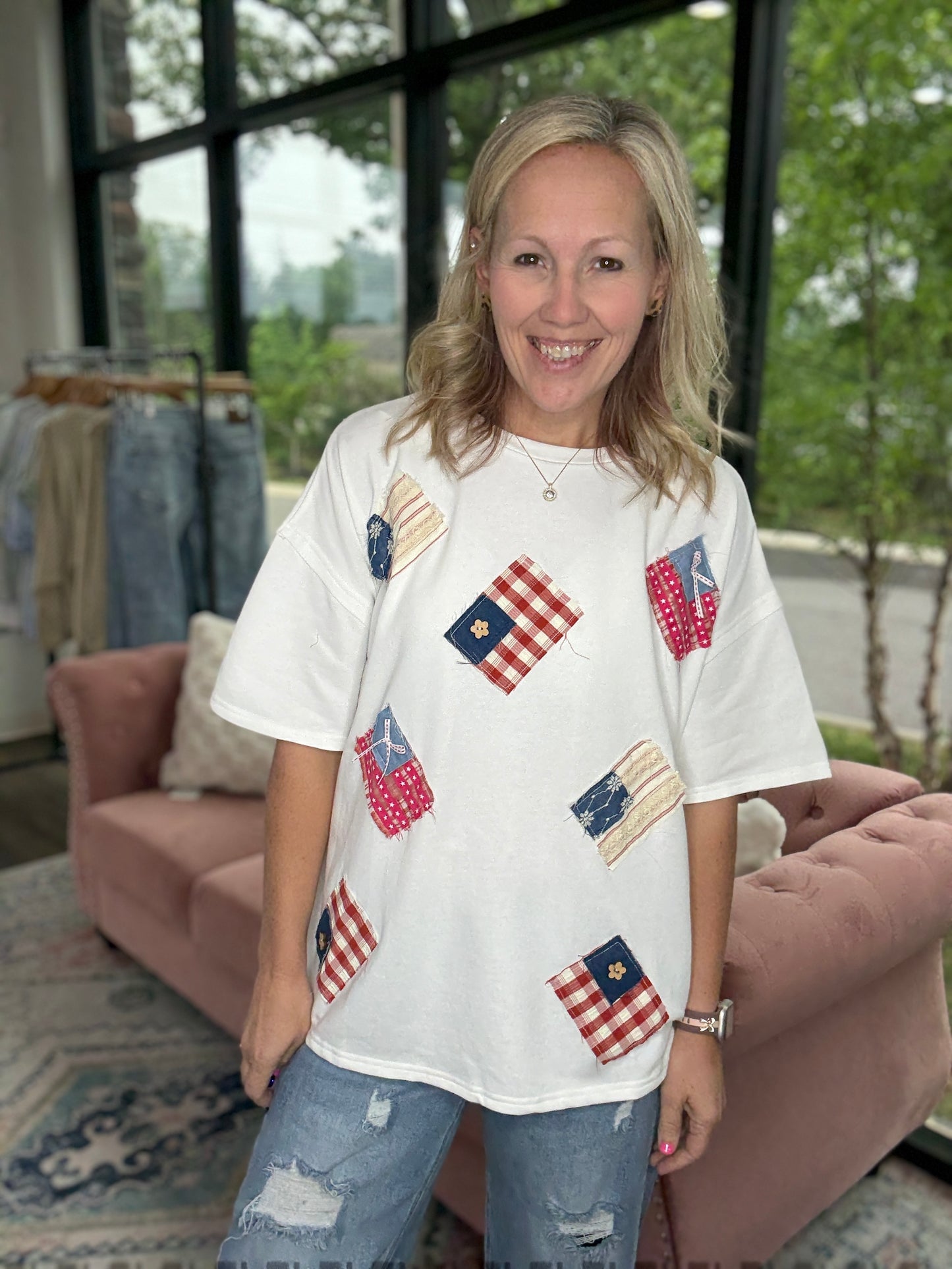 Bow & Button Flag Top