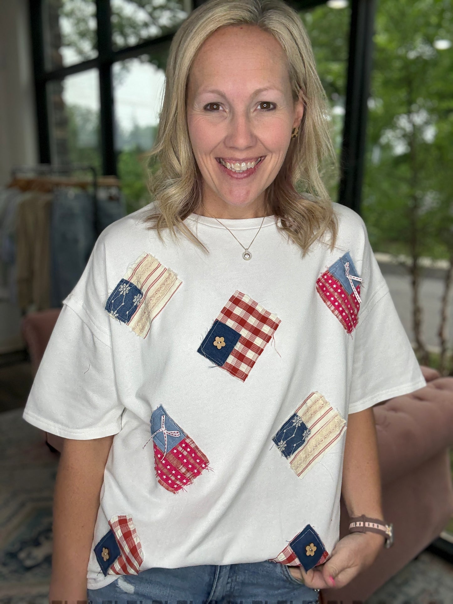 Bow & Button Flag Top