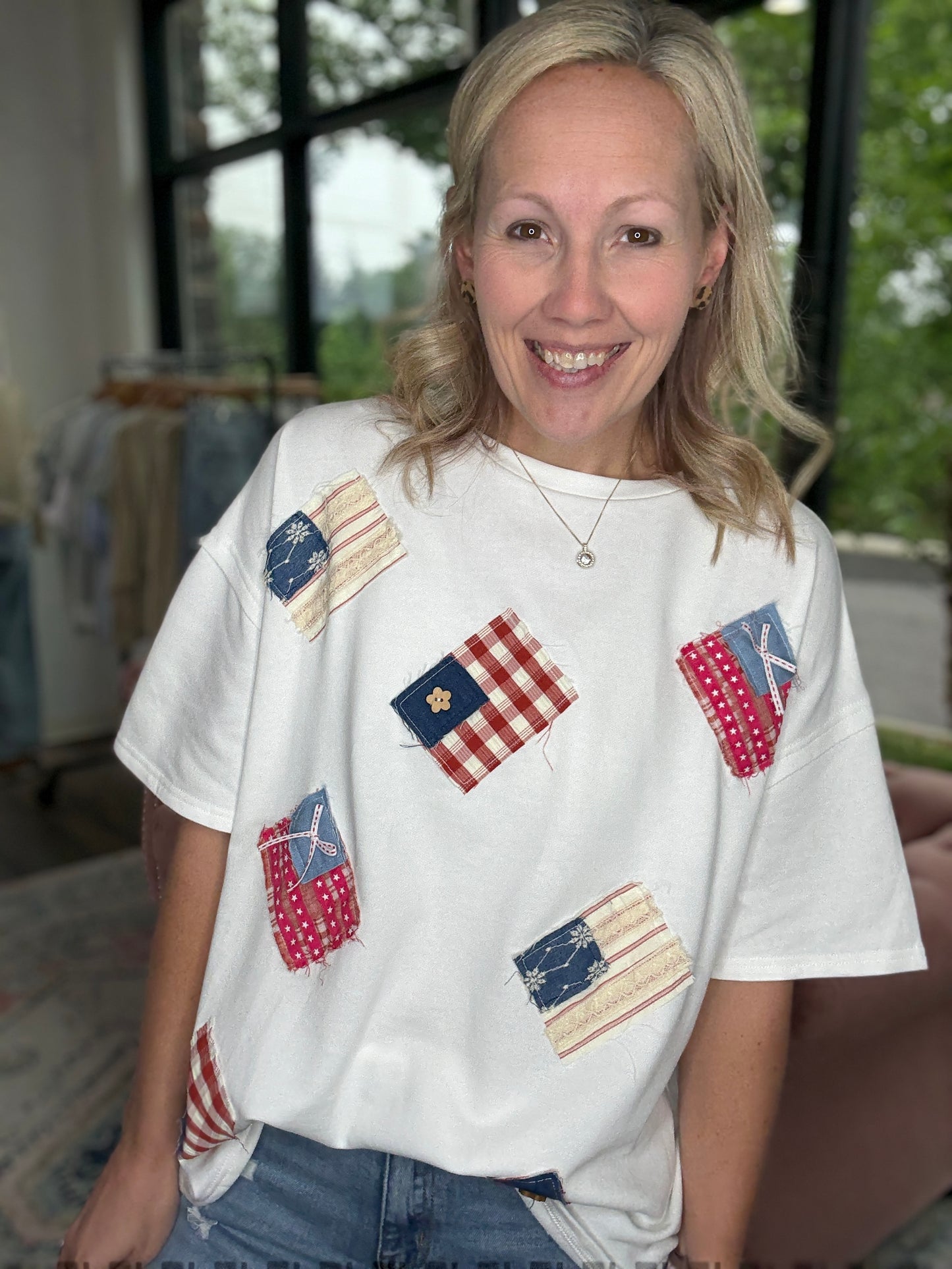 Bow & Button Flag Top