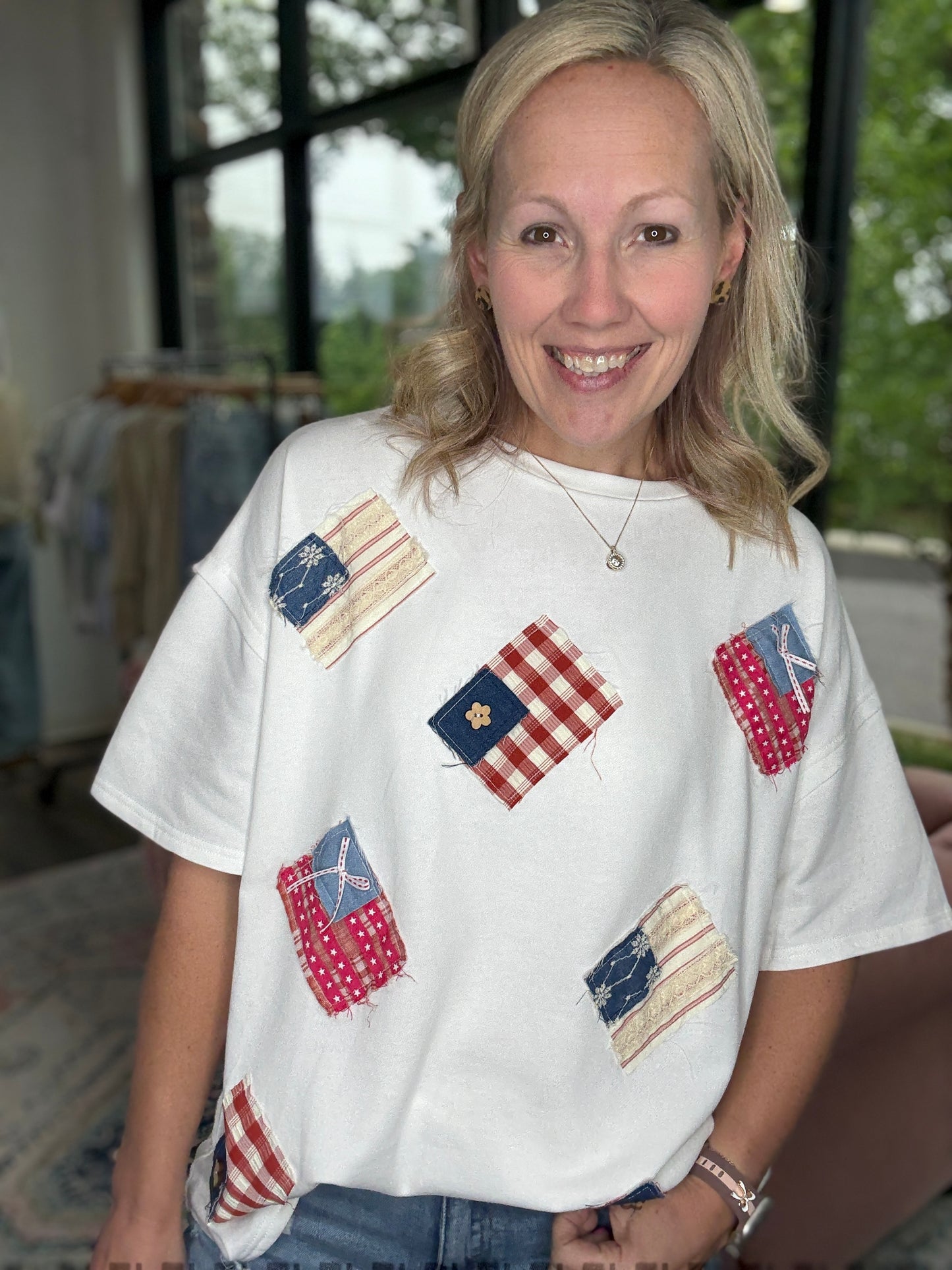 Bow & Button Flag Top