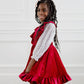 Pinny Dress in Ruby Velvet