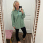 Cozy Henley Top- Smokey Sage