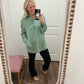 Cozy Henley Top- Smokey Sage