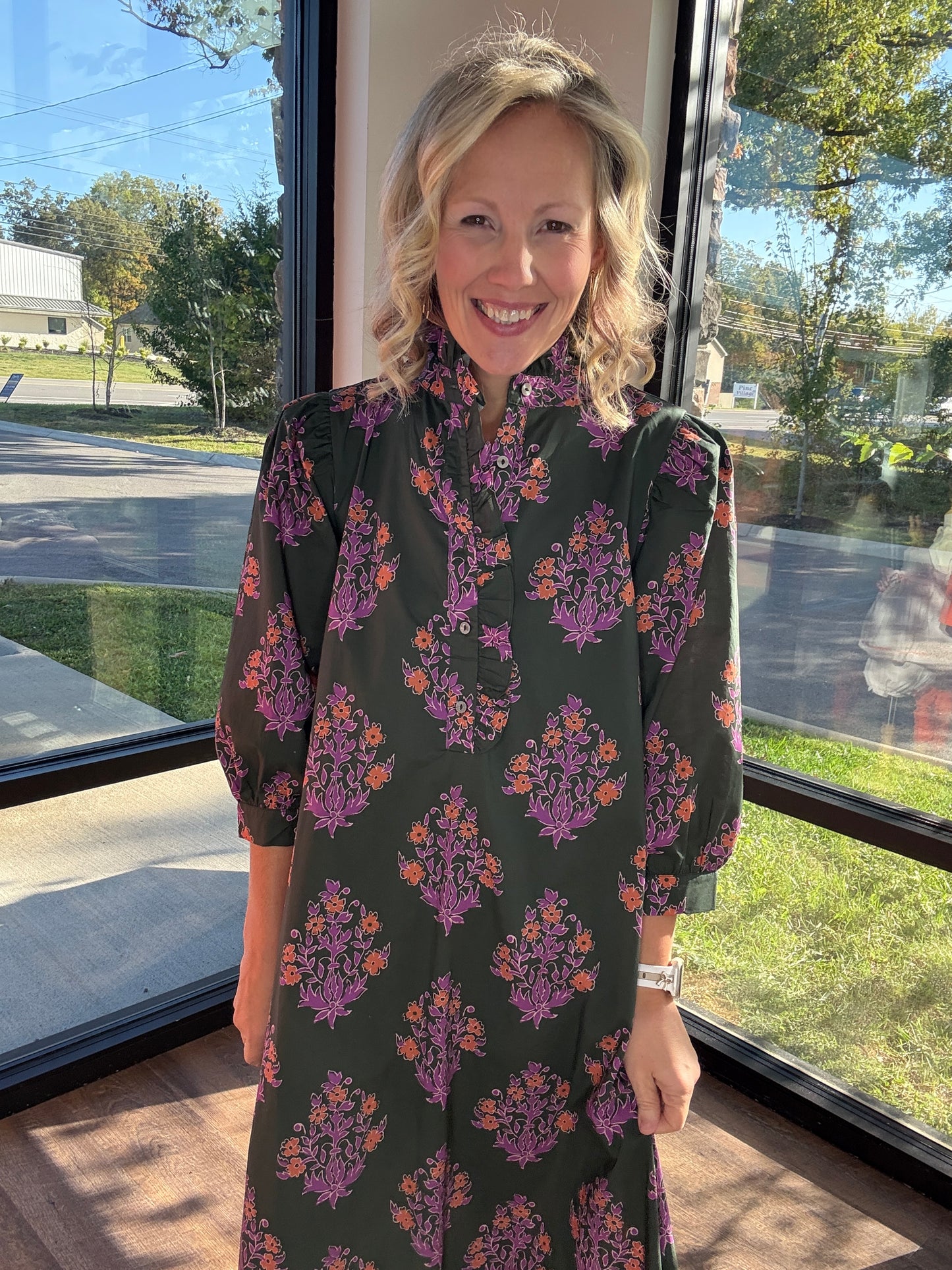 Falling for Florals Dress- Olive