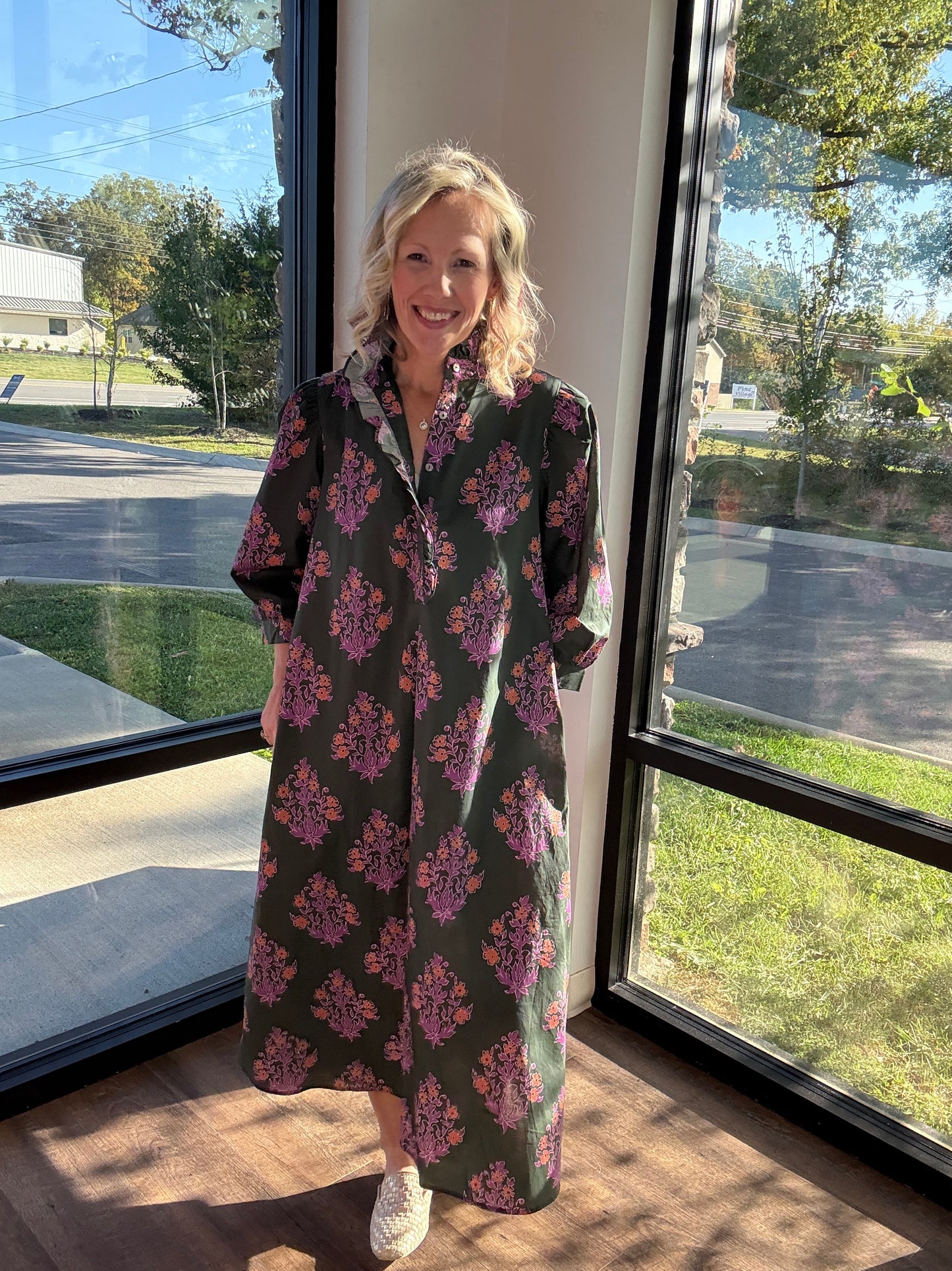 Falling for Florals Dress- Olive