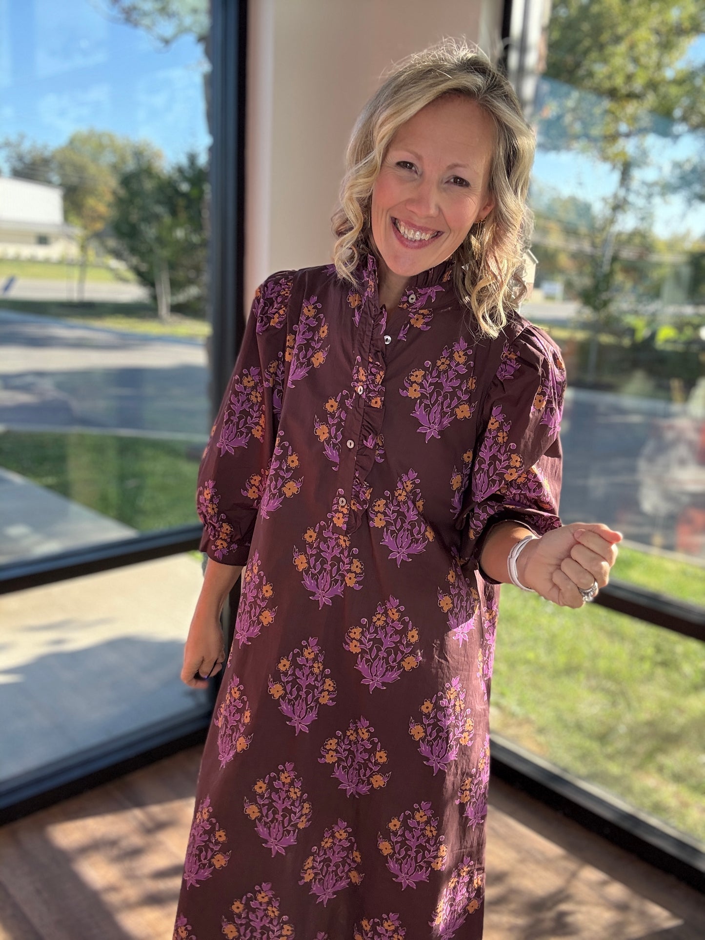 Falling for Florals Dress- Chocolate