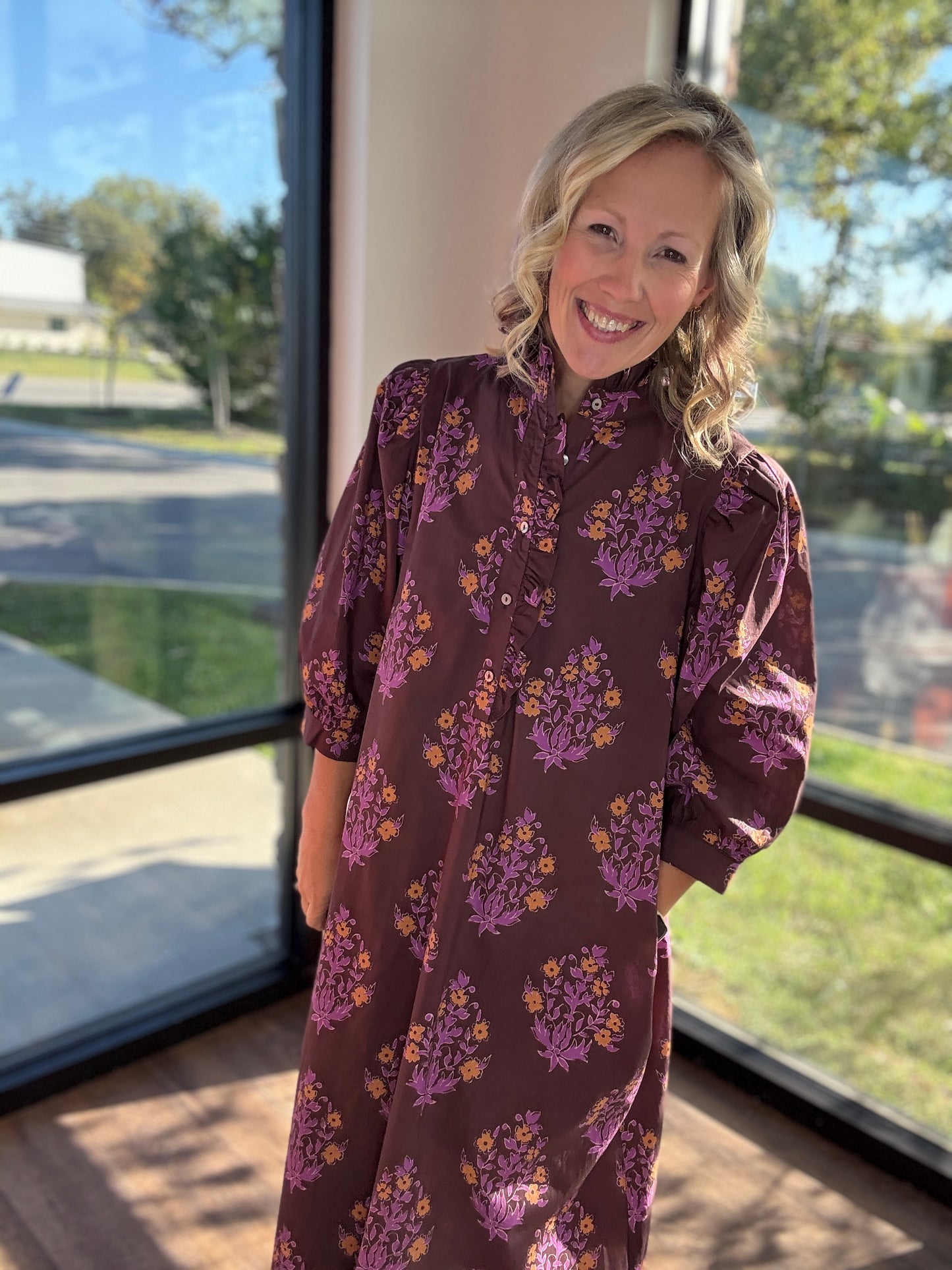 Falling for Florals Dress- Chocolate