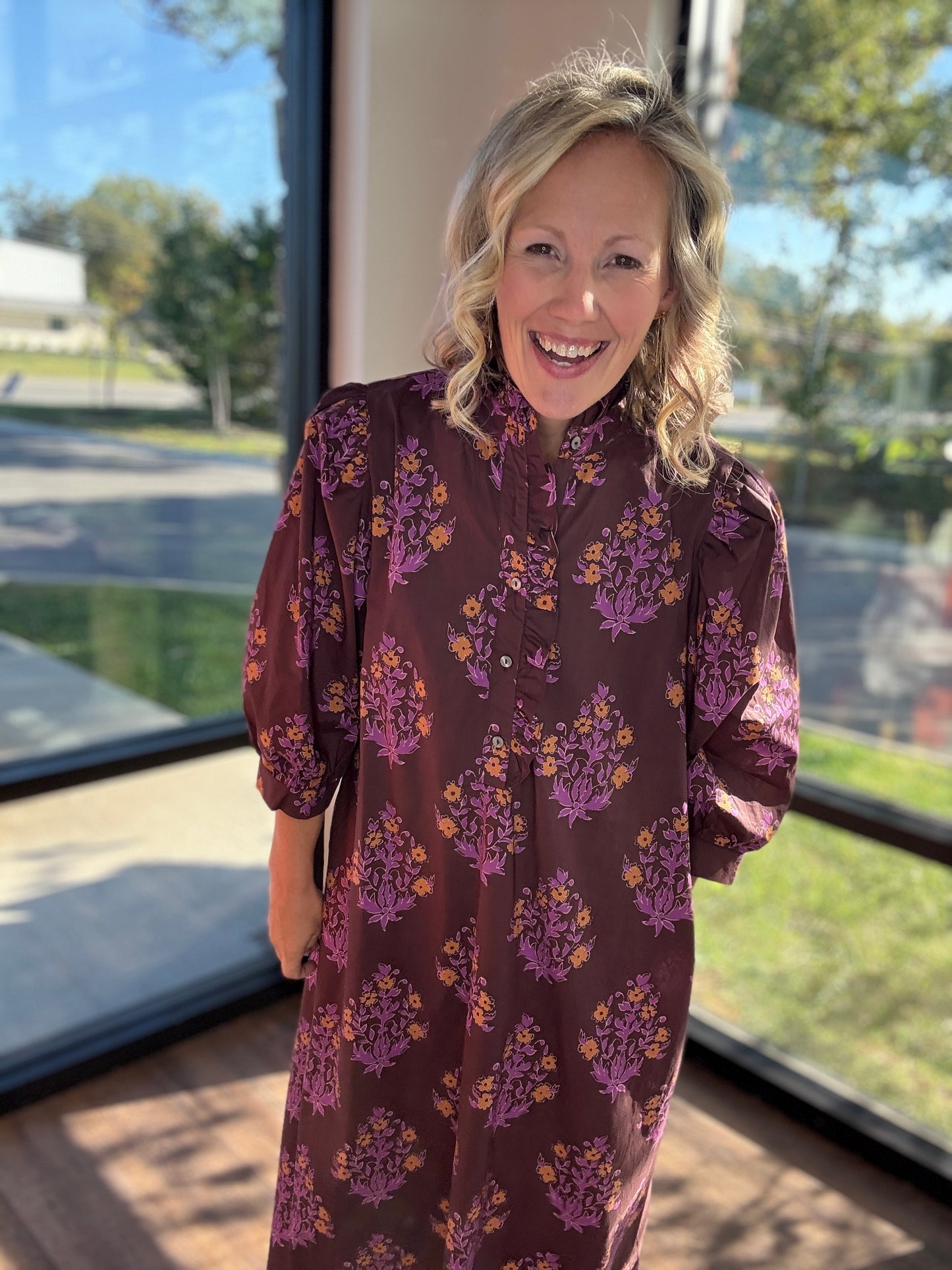 Falling for Florals Dress- Chocolate