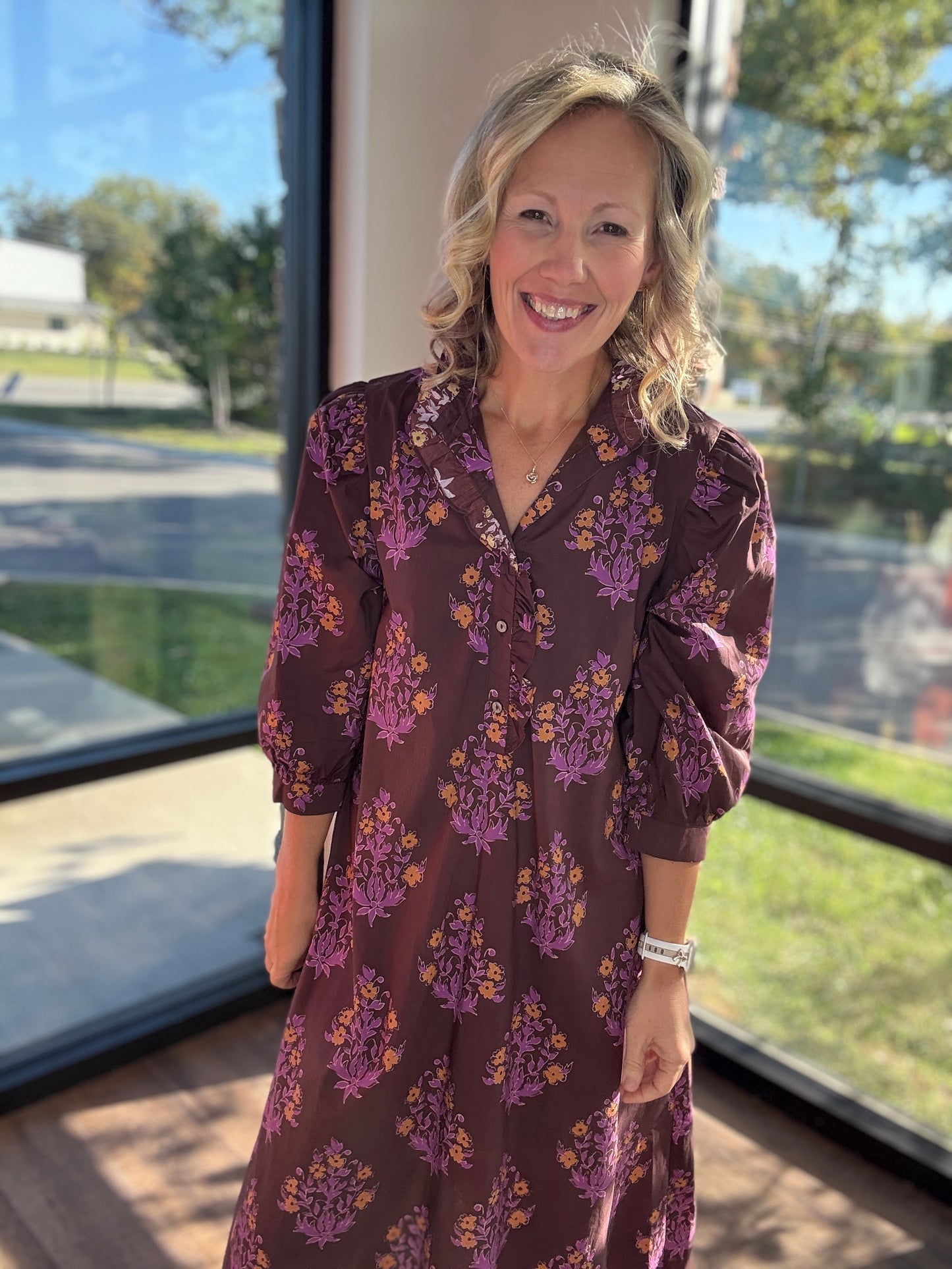 Falling for Florals Dress- Chocolate