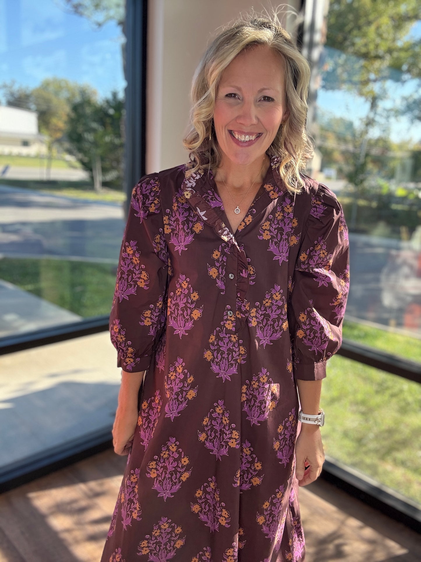 Falling for Florals Dress- Chocolate