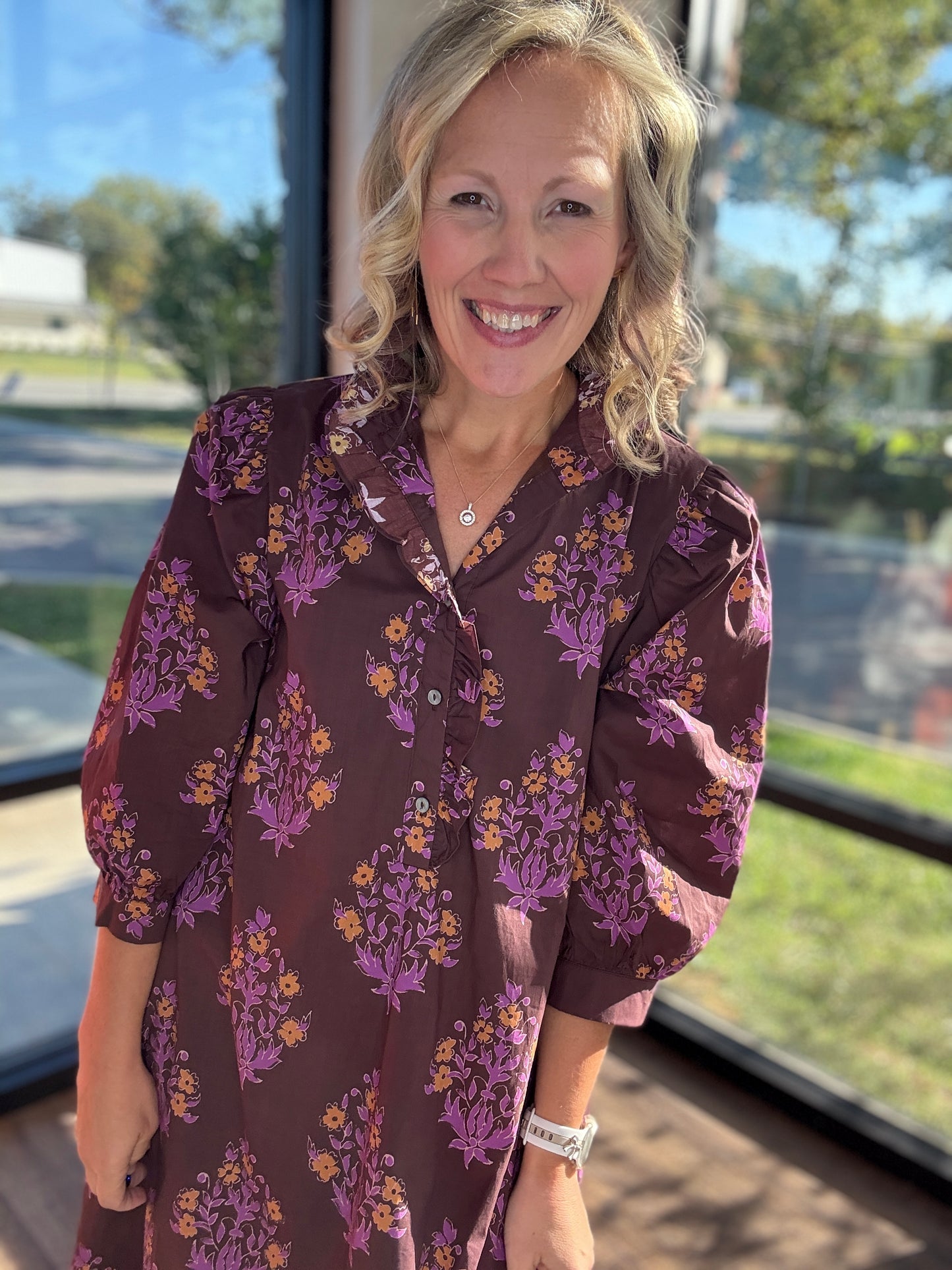 Falling for Florals Dress- Chocolate