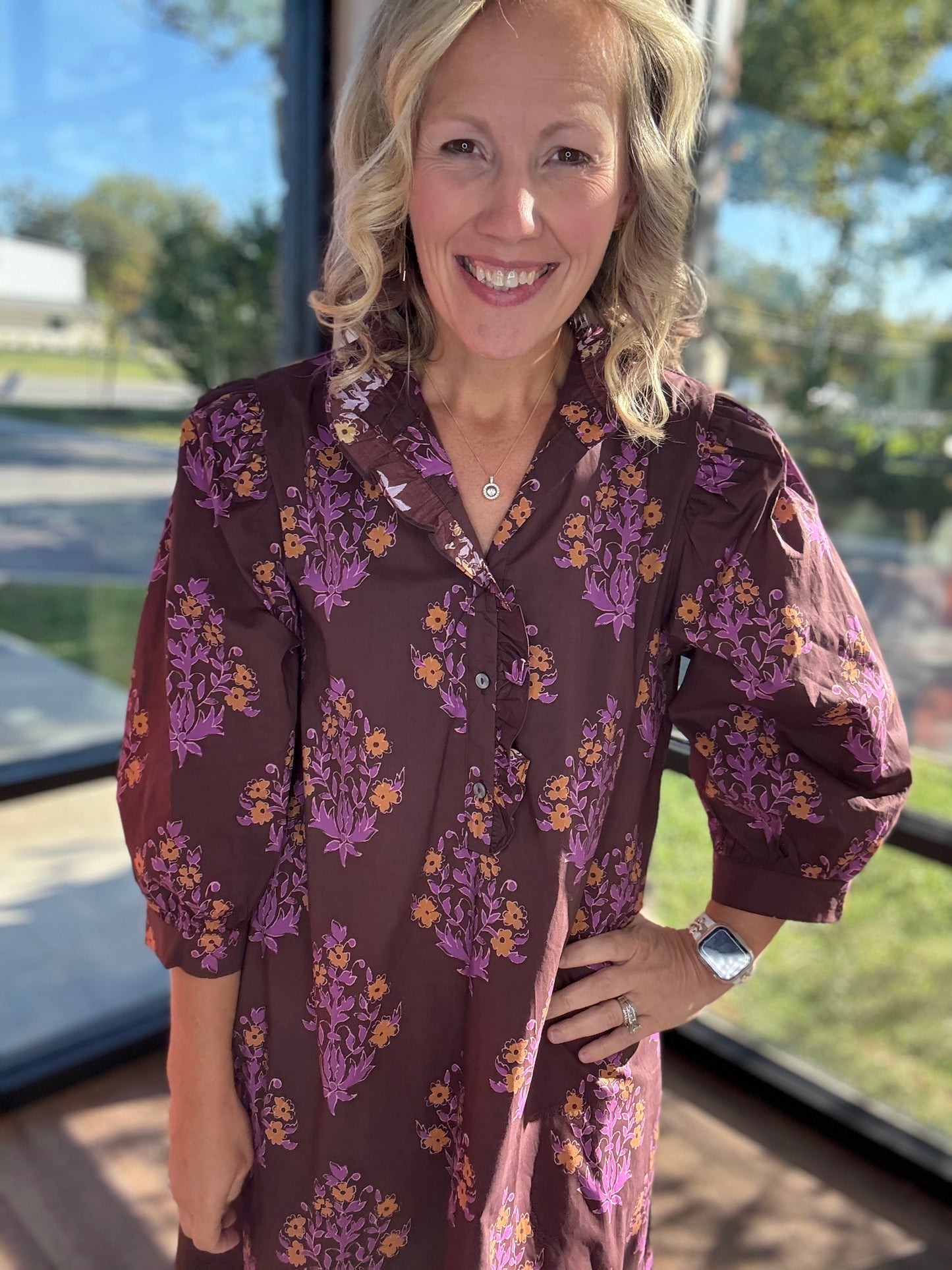 Falling for Florals Dress- Chocolate