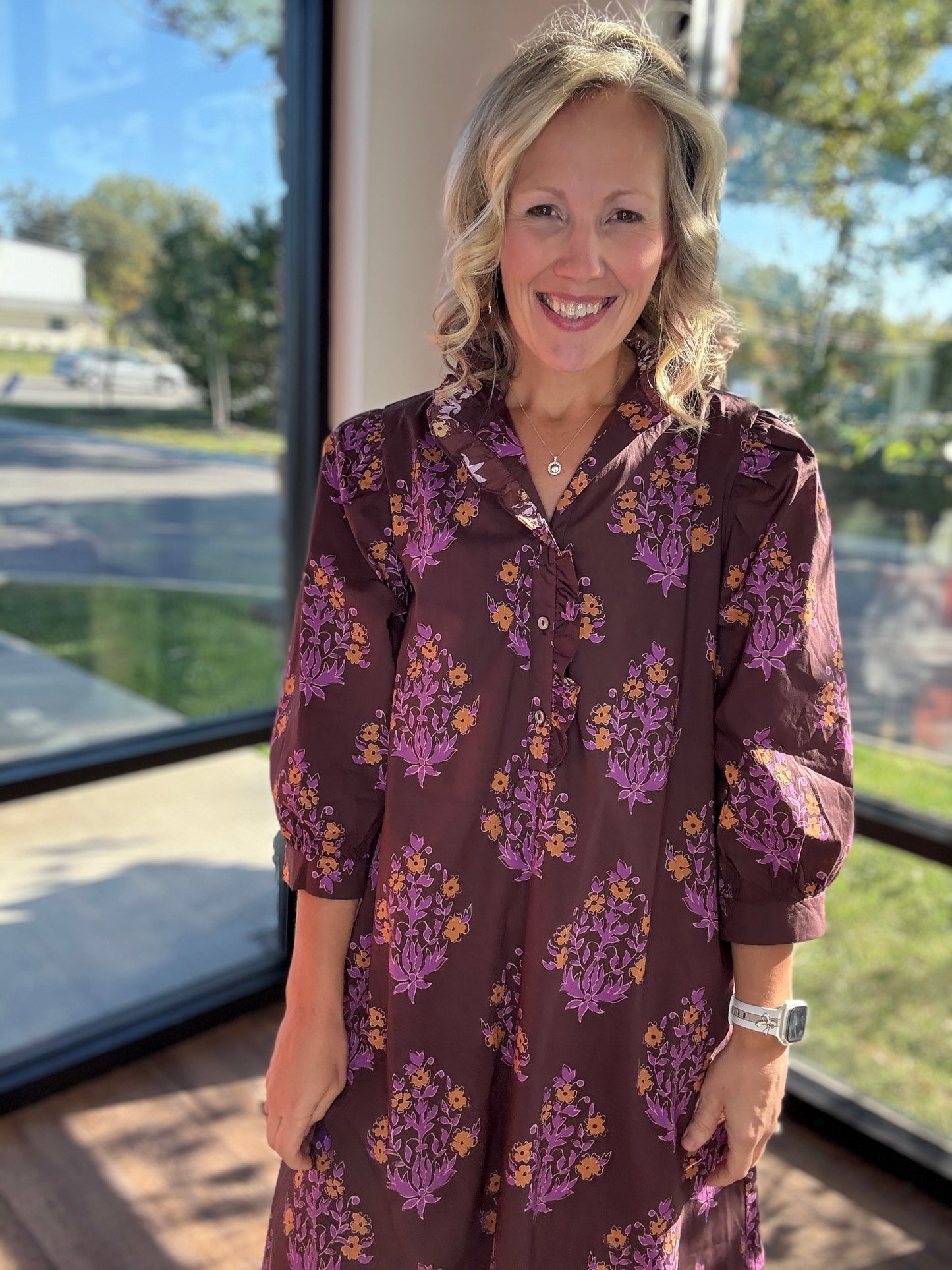 Falling for Florals Dress- Chocolate