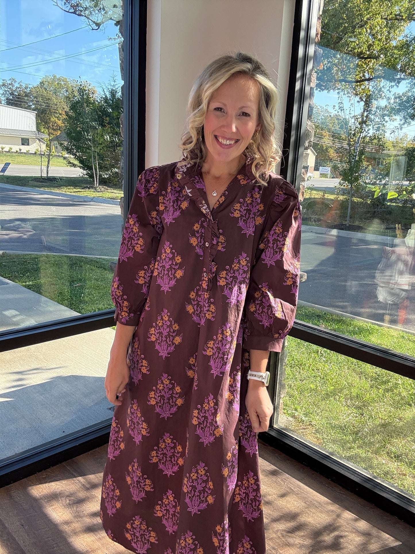 Falling for Florals Dress- Chocolate