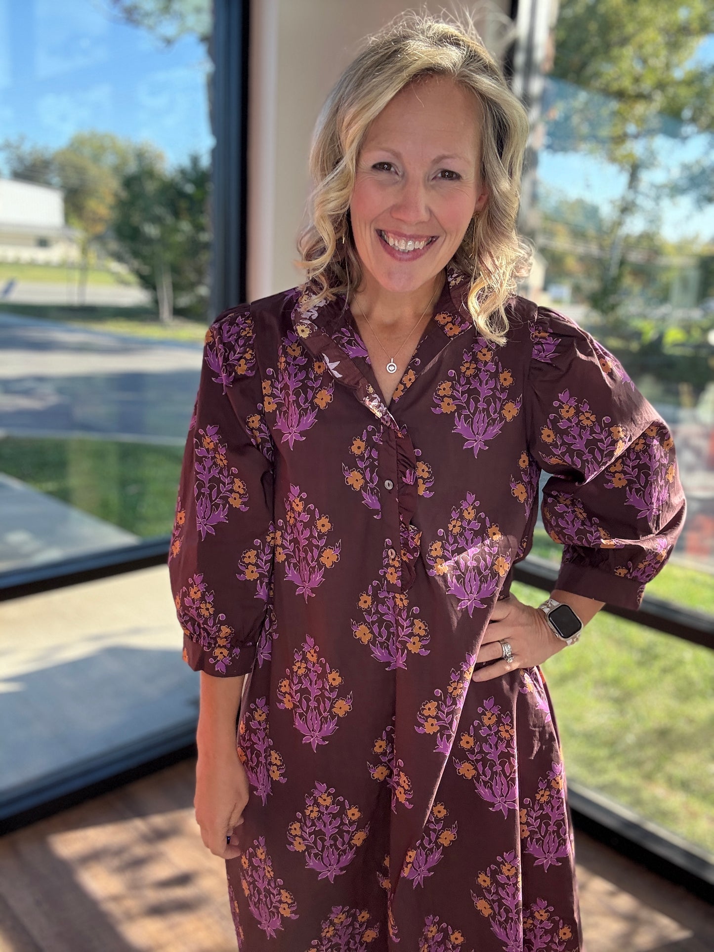 Falling for Florals Dress- Chocolate