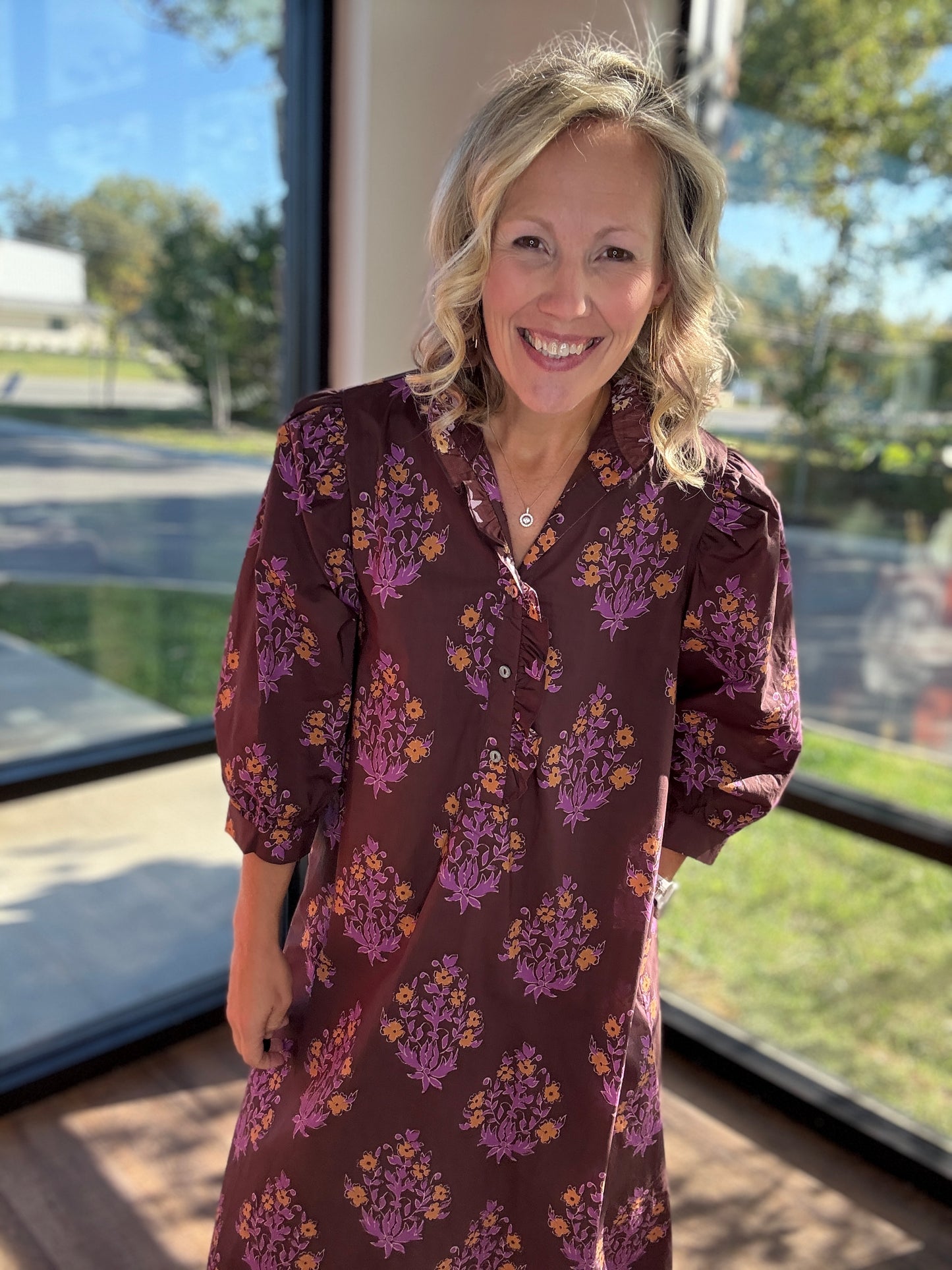 Falling for Florals Dress- Chocolate